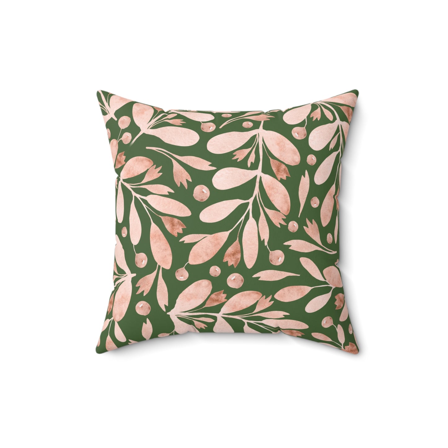 Orchid Embrace Throw Pillow – Soft Pink Blossoms & Foliage on Muted Green Botanical Square Pillow, Floral Throw Cushion, Home Decor Pillow, Gift for Her, Cozy Living Room Accent