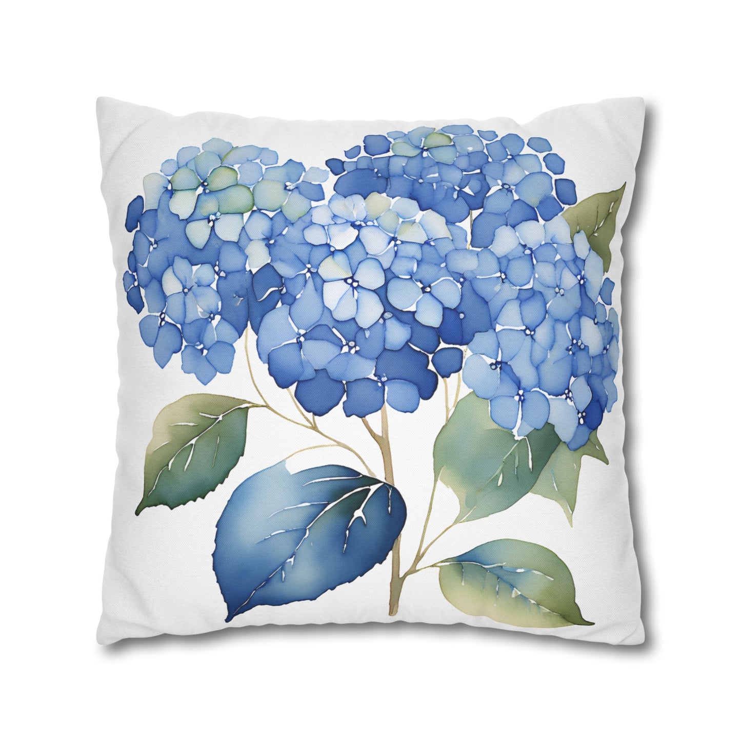 Blue Floral Hydrangea Square Pillowcase - Cozy Home Decor