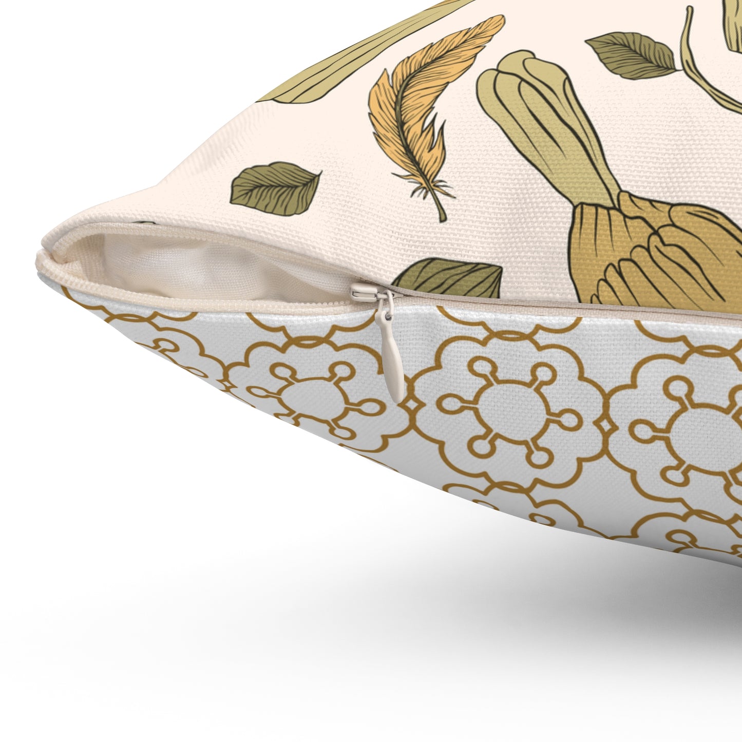 Throw Pillow Flora and Songbirds Eating Berries
