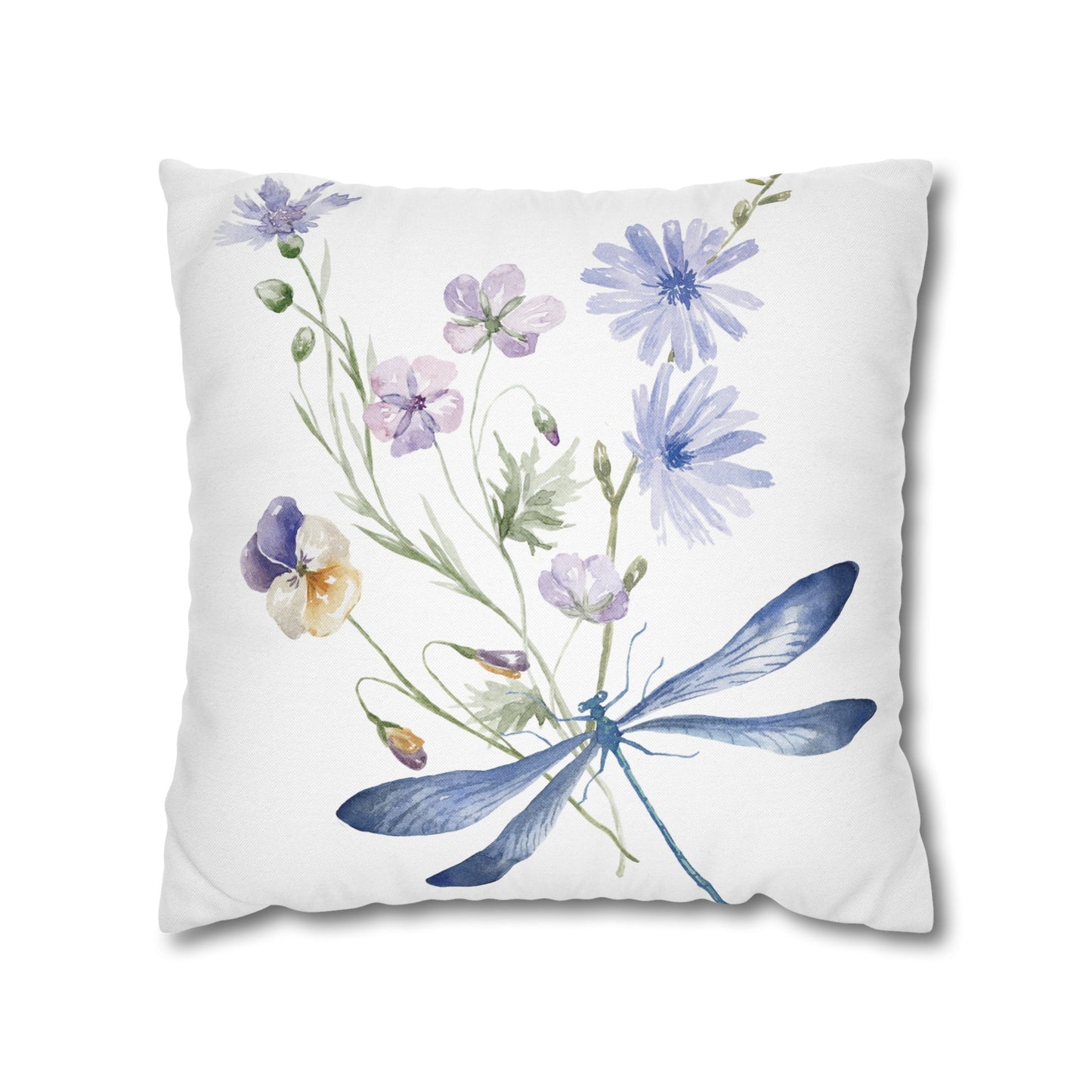 Floral Dragonfly Decorative Pillowcase | Home Décor, Gifts for Her, Couch Cushion Cover, Spring/Summer Accent, Nature Lover's Gift