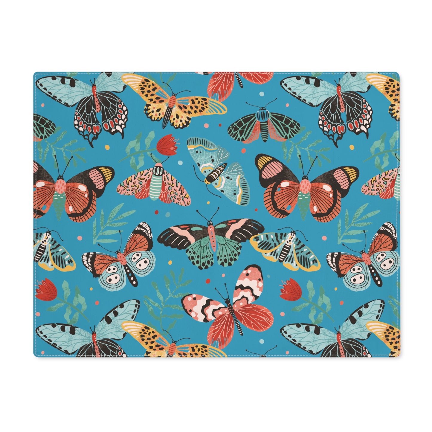 Butterfly Breeze Placemat - Turquoise and Earthy Red Butterfly Design - Turquoise