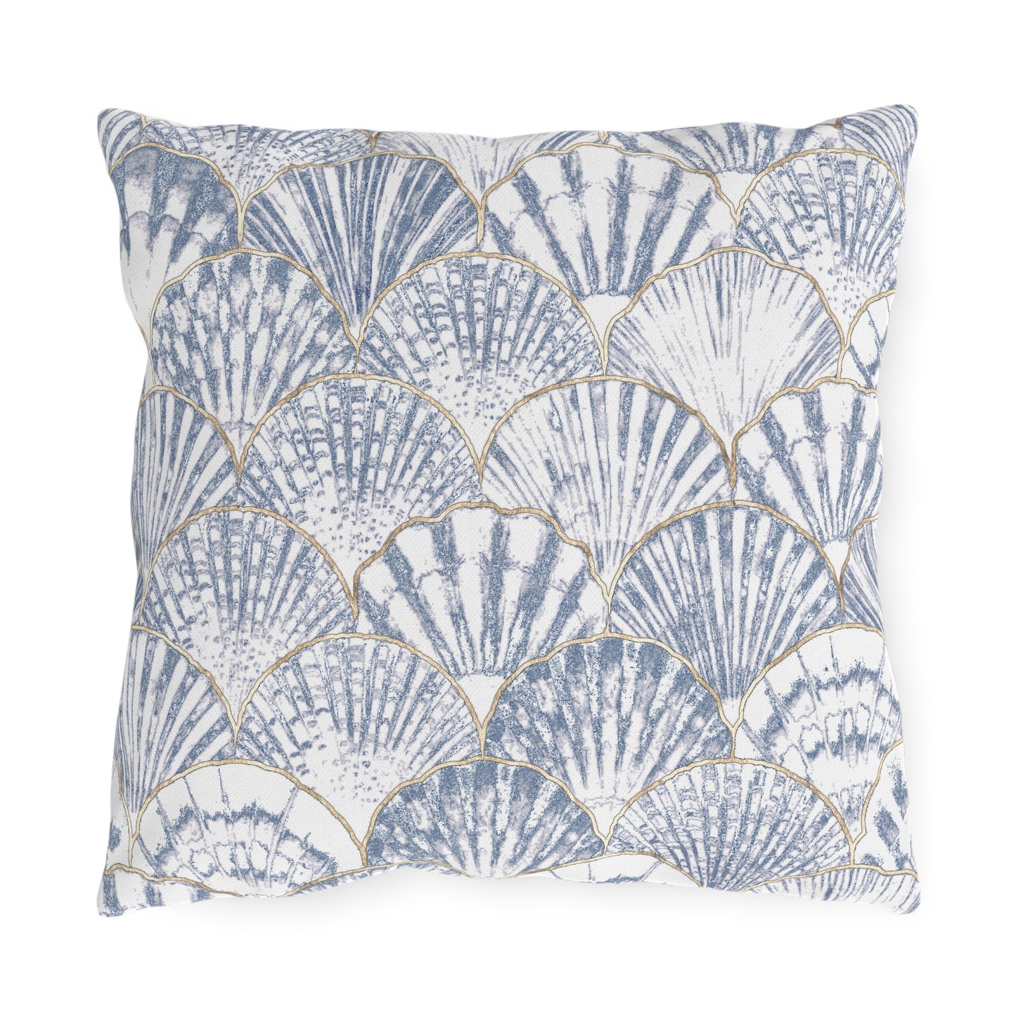 Coastal Blue Outdoor Pillows - Beachy Shell & Checkered Design for Patio Decor