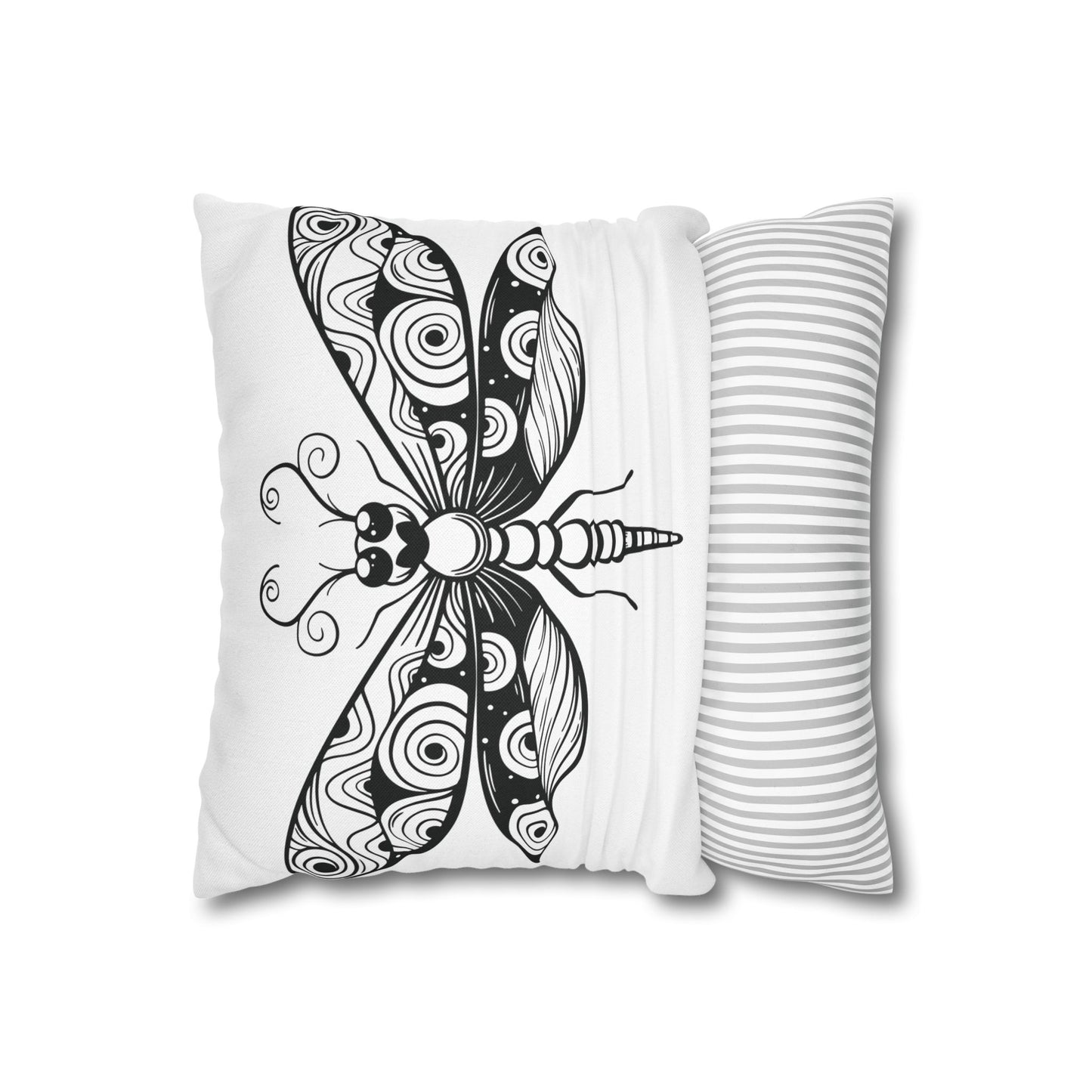 Boho Black and White Butterfly Pillowcase - Decorative Throw Pillow Cover, Home Decor, Gift for Nature Lovers, Modern Cushion, Cozy Vibe