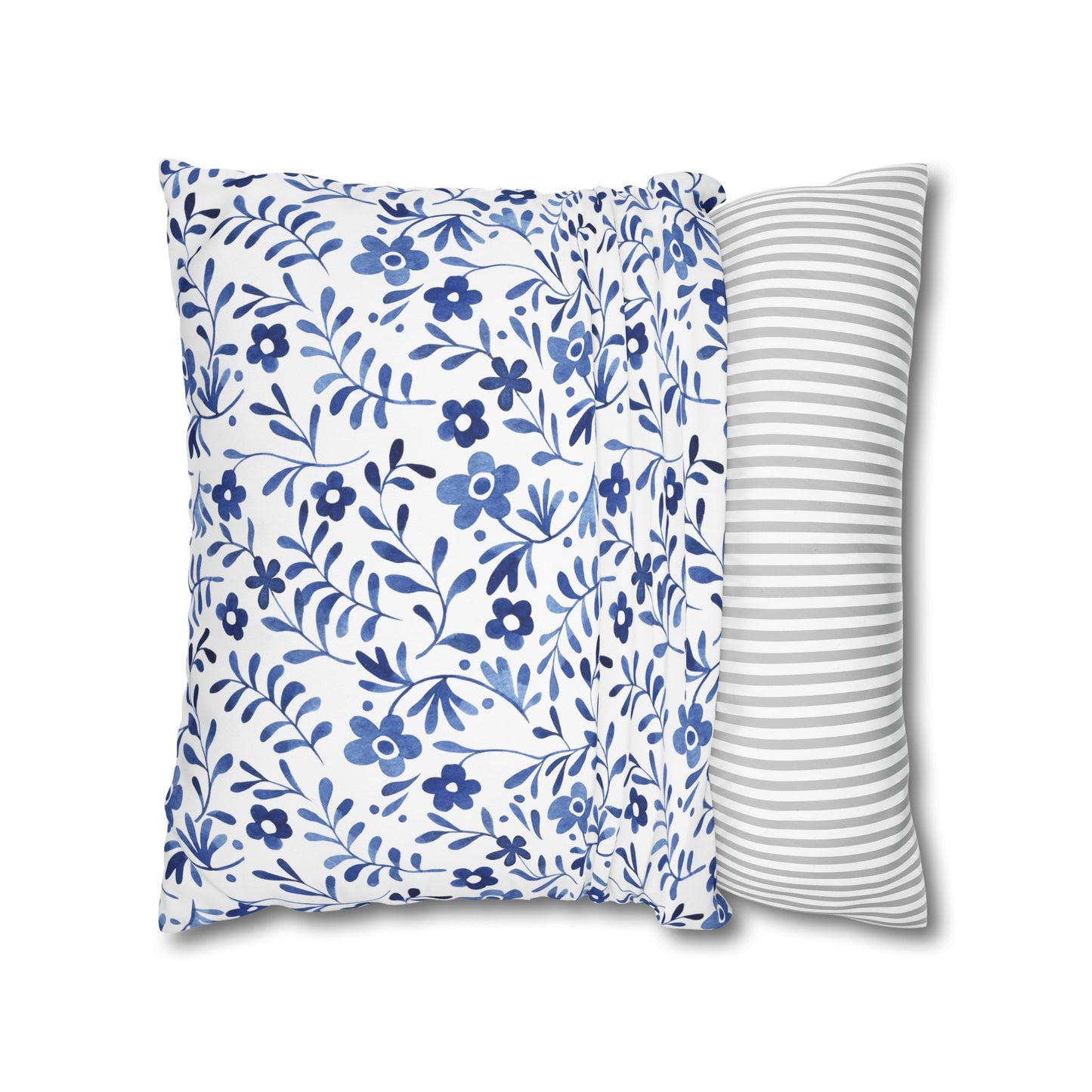 Floral Design Pillowcase - Cozy Home Decor, Decorative Cushion Cover, Blue & White Cushion, Gift for Homeowners, Floral Pillow