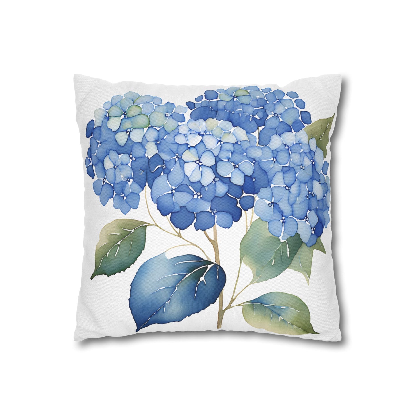 Blue Floral Hydrangea Square Pillowcase - Cozy Home Decor