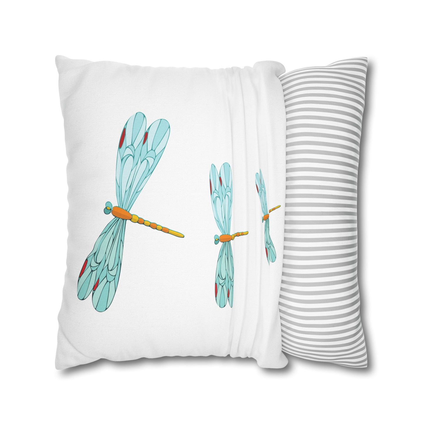 Dragonfly Turquoise and Red Kissed Decor Pillowcase, Home Accent, Gift for Nature Lovers, Bohemian Style, Cozy Living Room Cushion