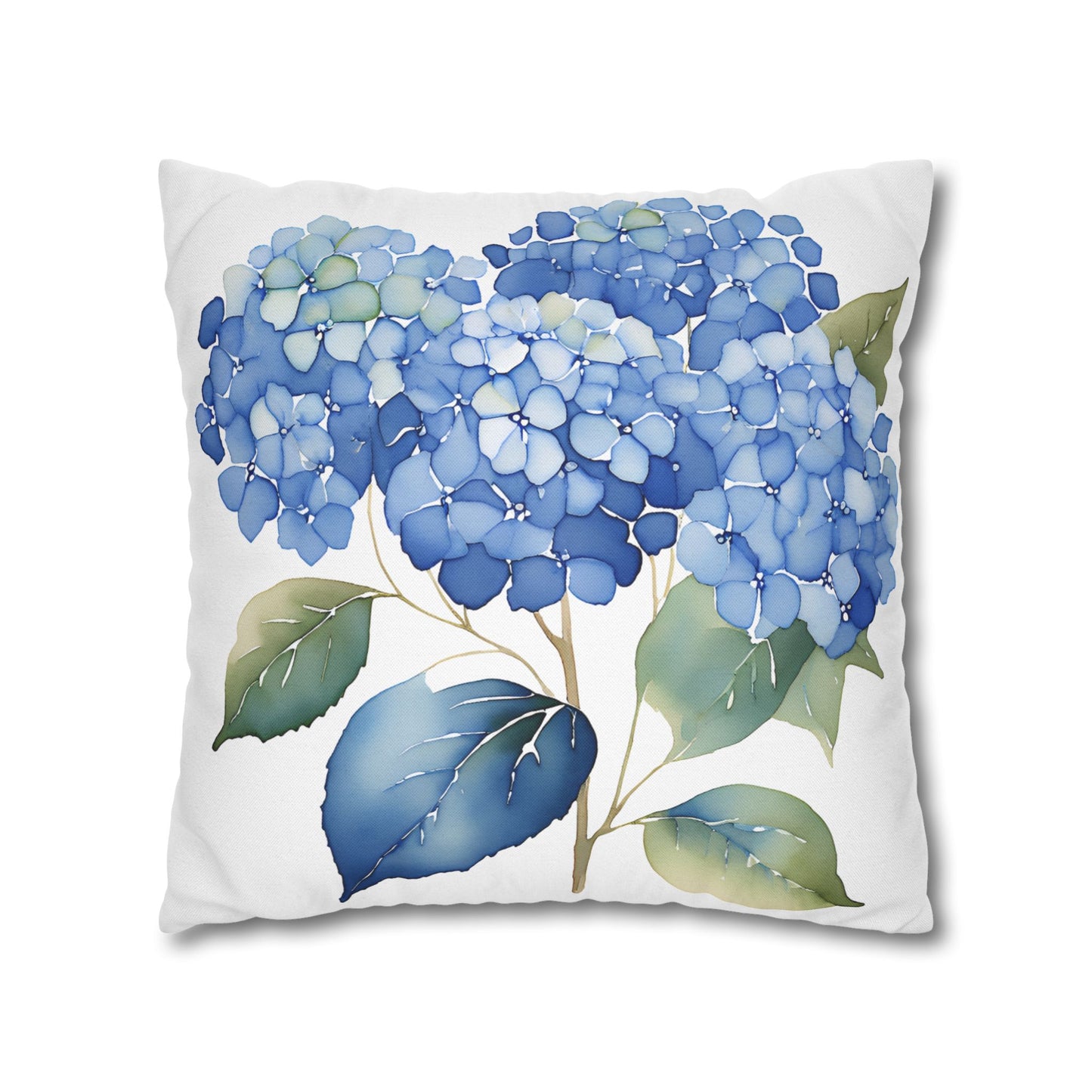 Blue Floral Hydrangea Square Pillowcase - Cozy Home Decor