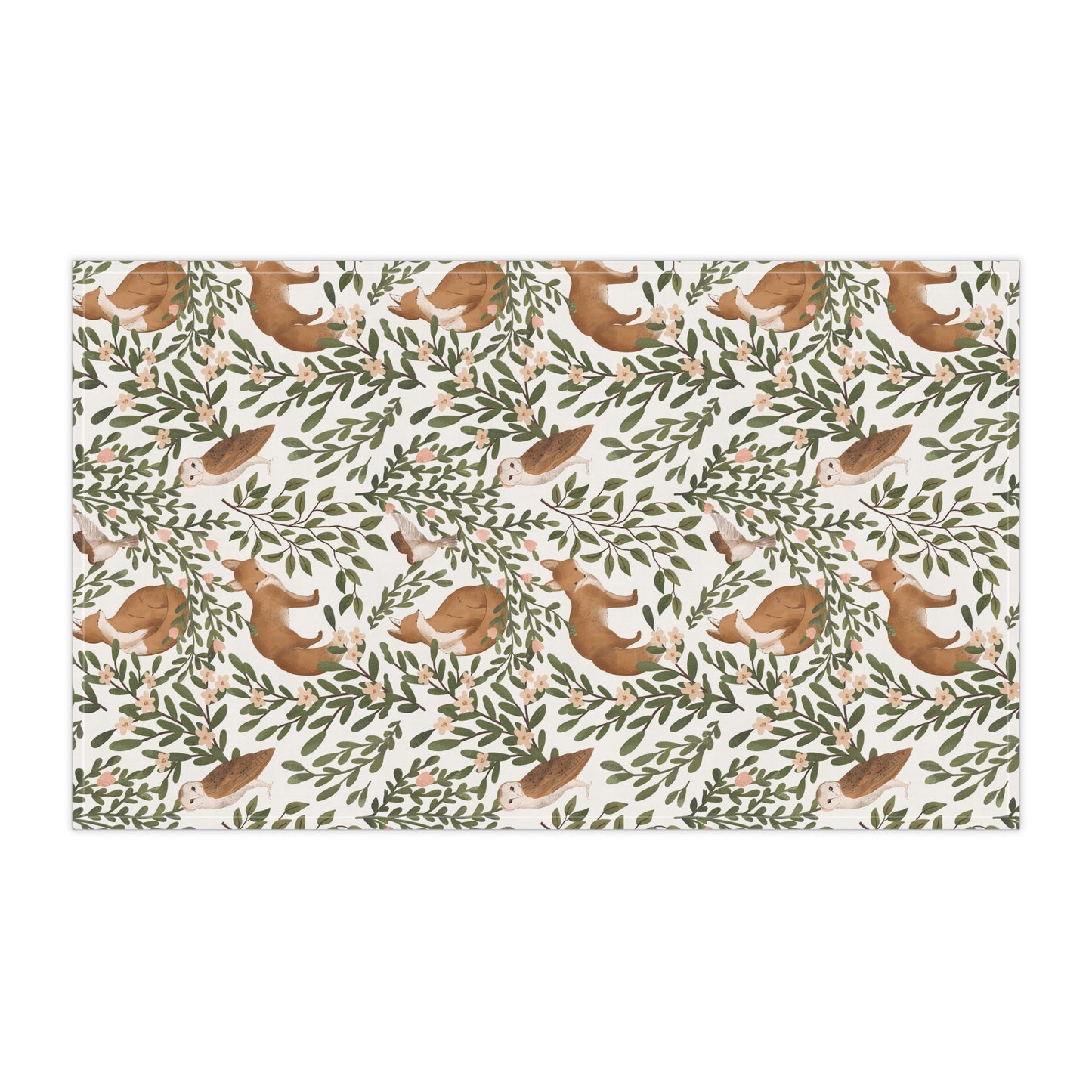 Little Fox & Owl Cotton Kitchen Towel – Woodland Charm