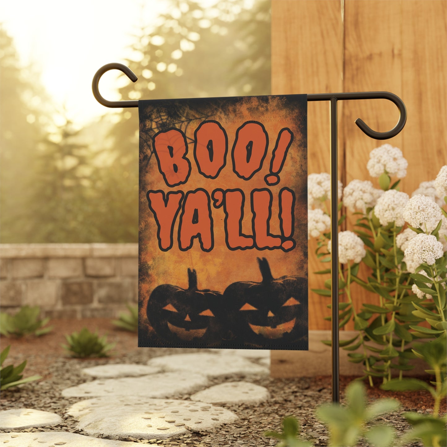 Boo Ya'll ! Halloween Garden Banner - Spooky Outdoor Decor for Fall, Yard Sign, Halloween Party Decor, Trick or Treat Display