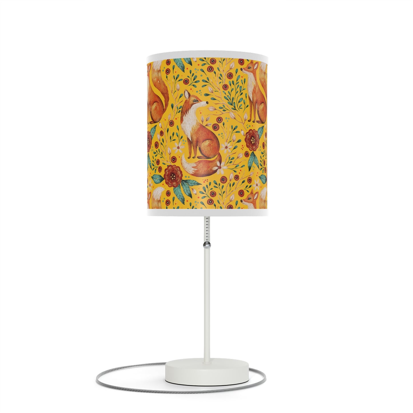 Whimsical Fox Floral Table Lamp - Stylish Decorative Lighting for Cozy Spaces - Yellow