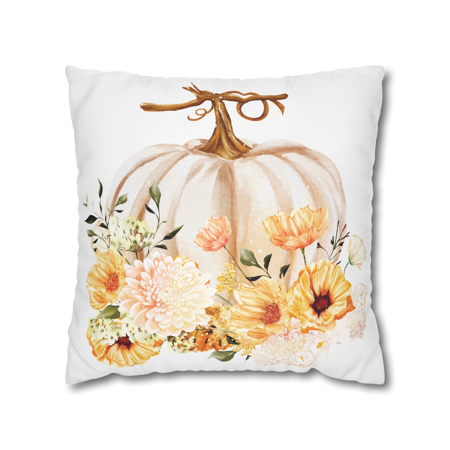 Floral Pumpkin Pillowcase, Cozy Home Decor, Fall Decor, Harvest Celebration, Thanksgiving Gift, Floral Accent Pillow