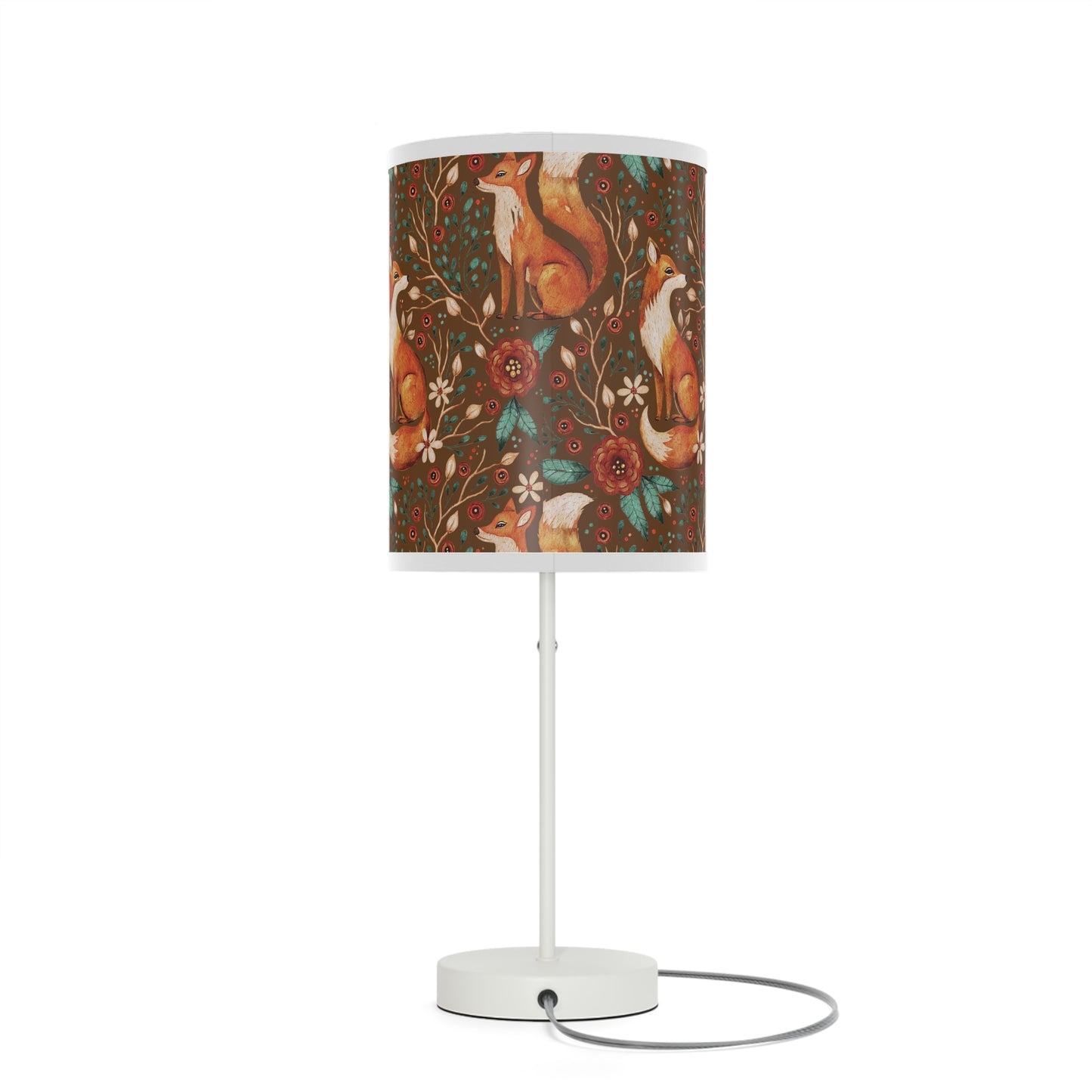 Whimsical Fox Floral Table Lamp - Stylish Decorative Lighting for Cozy Spaces - Mocha