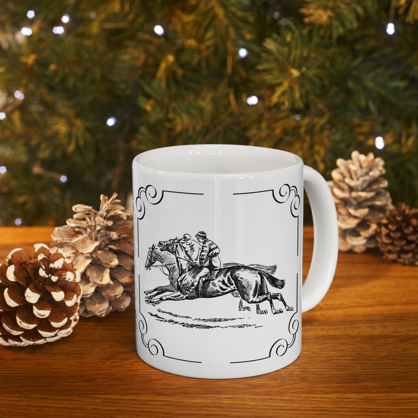 Elegant Equestrian Ceramic Mug, Horse Lover Gift, Stylish Drinkware, Unique Coffee Cup, Perfect for Home or Office