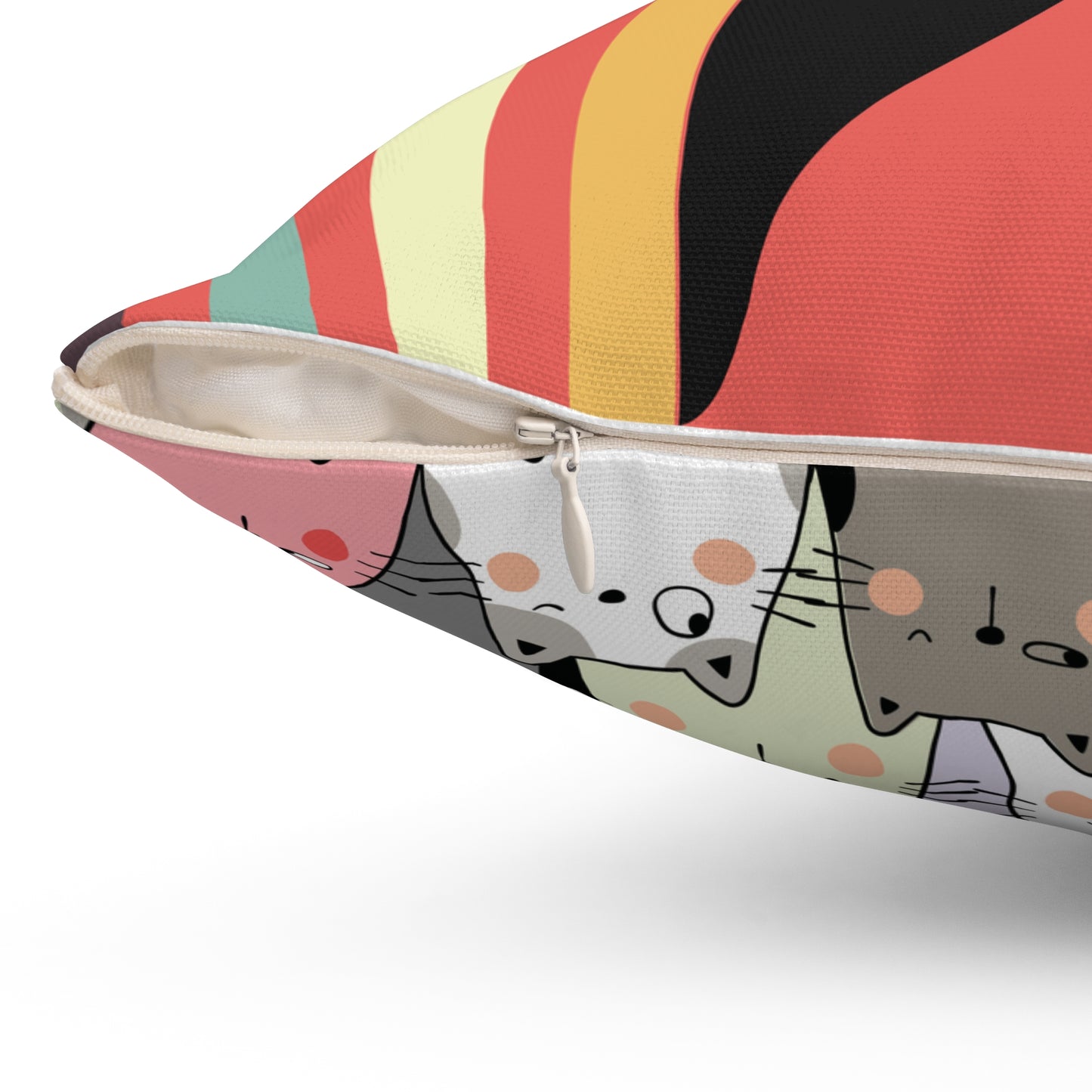 Watching You Cozy Cat-Themed Square Pillow, Cute Cat Decor, Home Accent, Pet Lover Gift, Cat Lover Gift, Colorful Throw Pillow