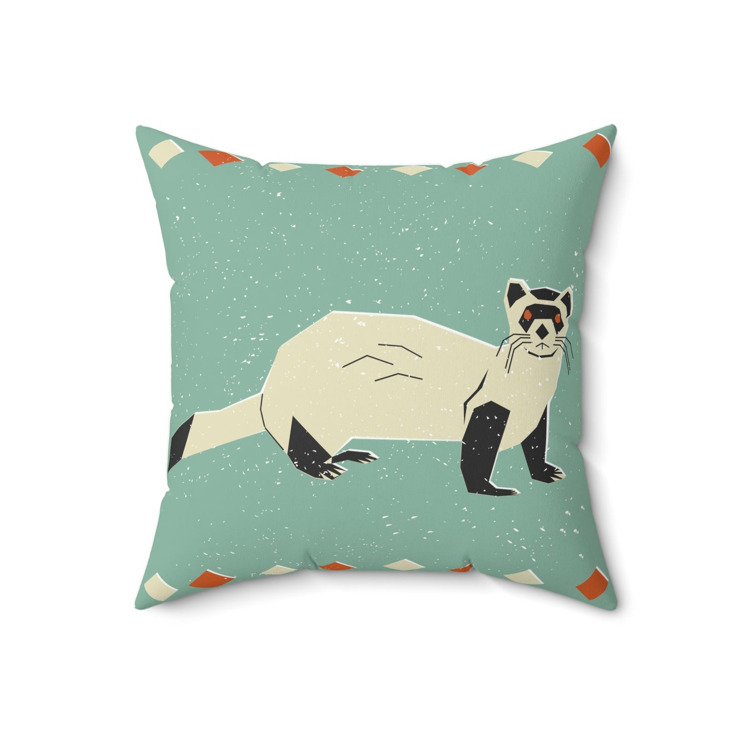 Retro Ferret Throw Pillow – Whimsical Woodland Accent