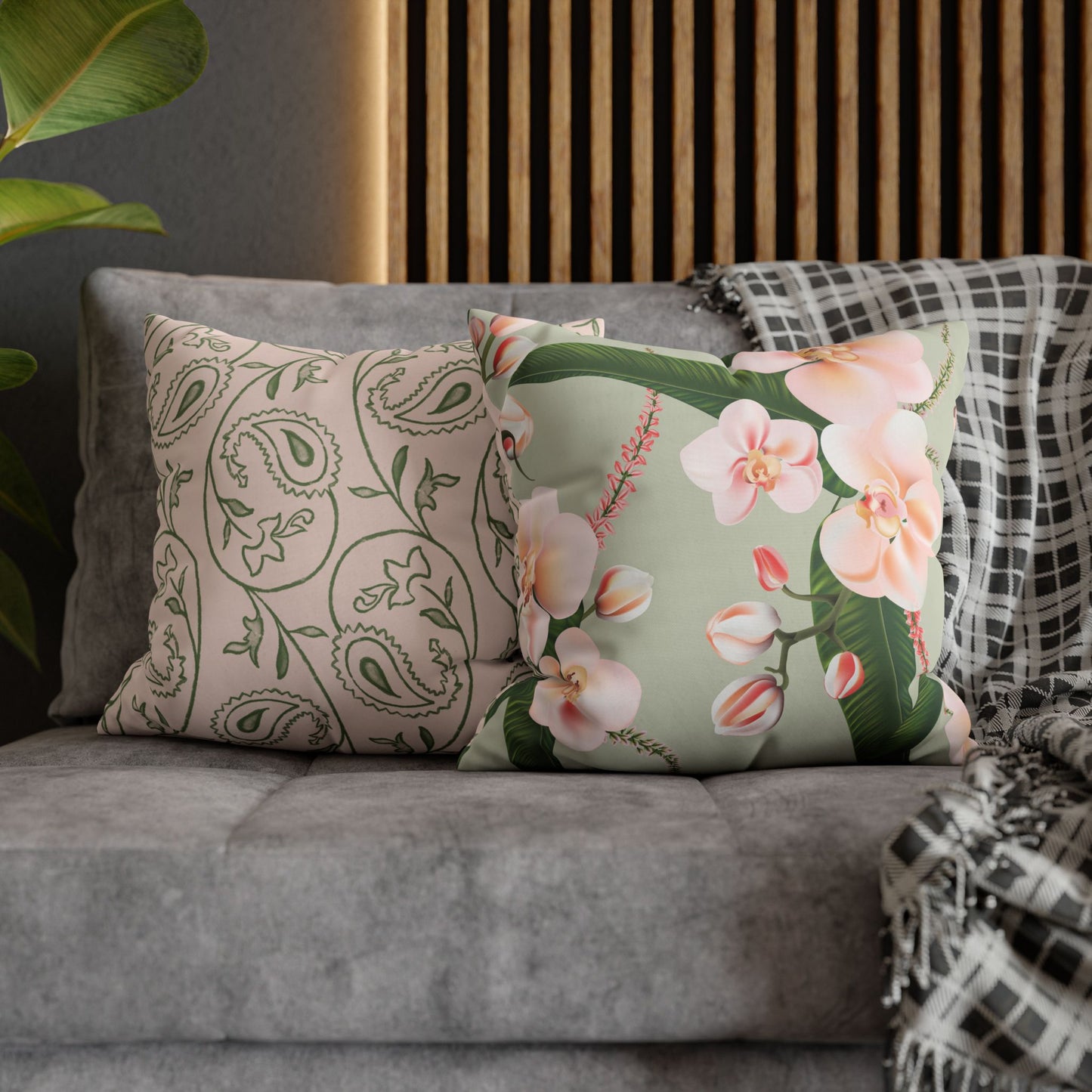 Floral Decorative Pillowcase, Elegant Home Decor, Gift for Her, Cozy Living Room Accent, Pink Orchid Design