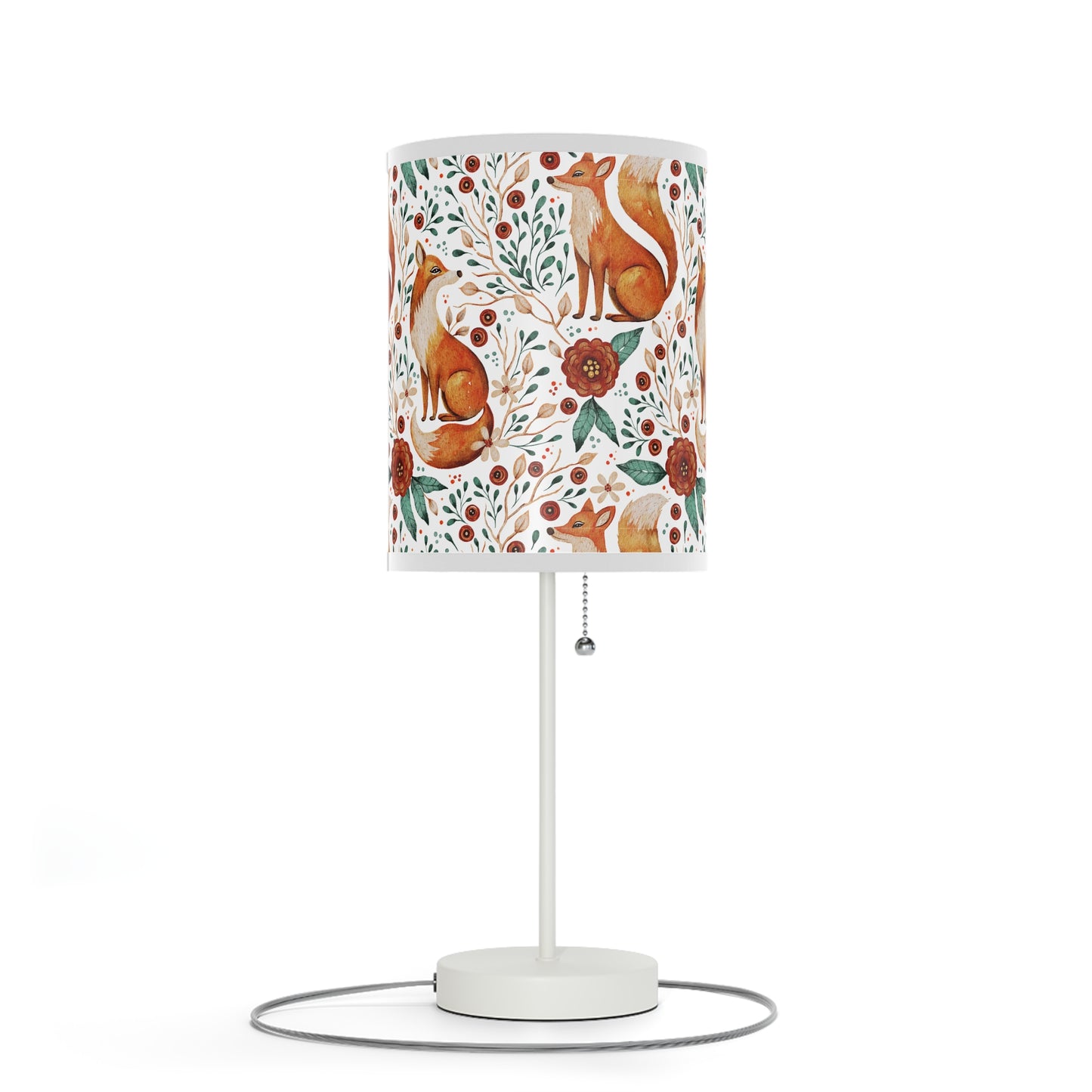 Whimsical Fox Floral Table Lamp - Stylish Decorative Lighting for Cozy Spaces - White