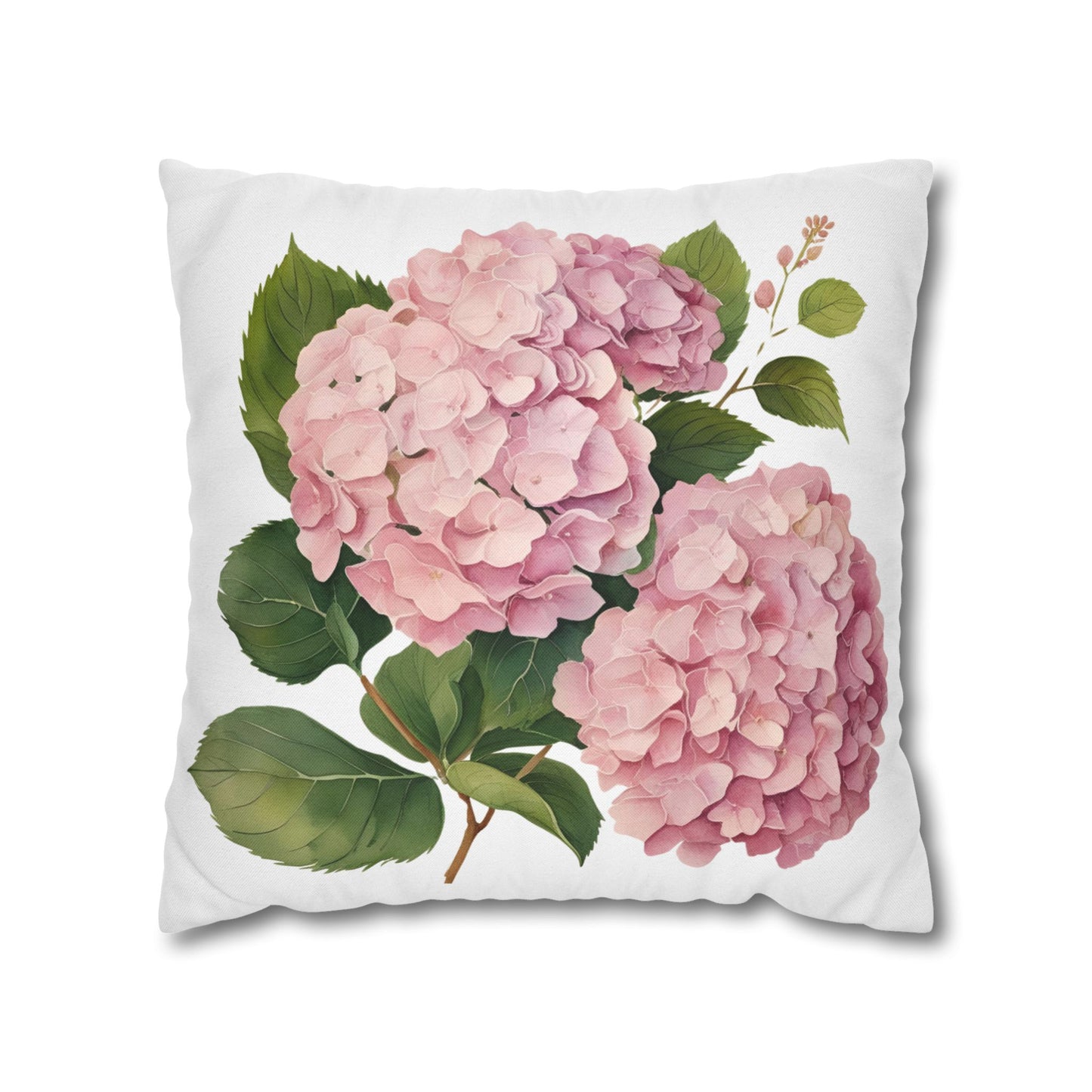 Tri Blushing Pink Floral Hydrangea Square Pillowcase - Cozy Home Decor