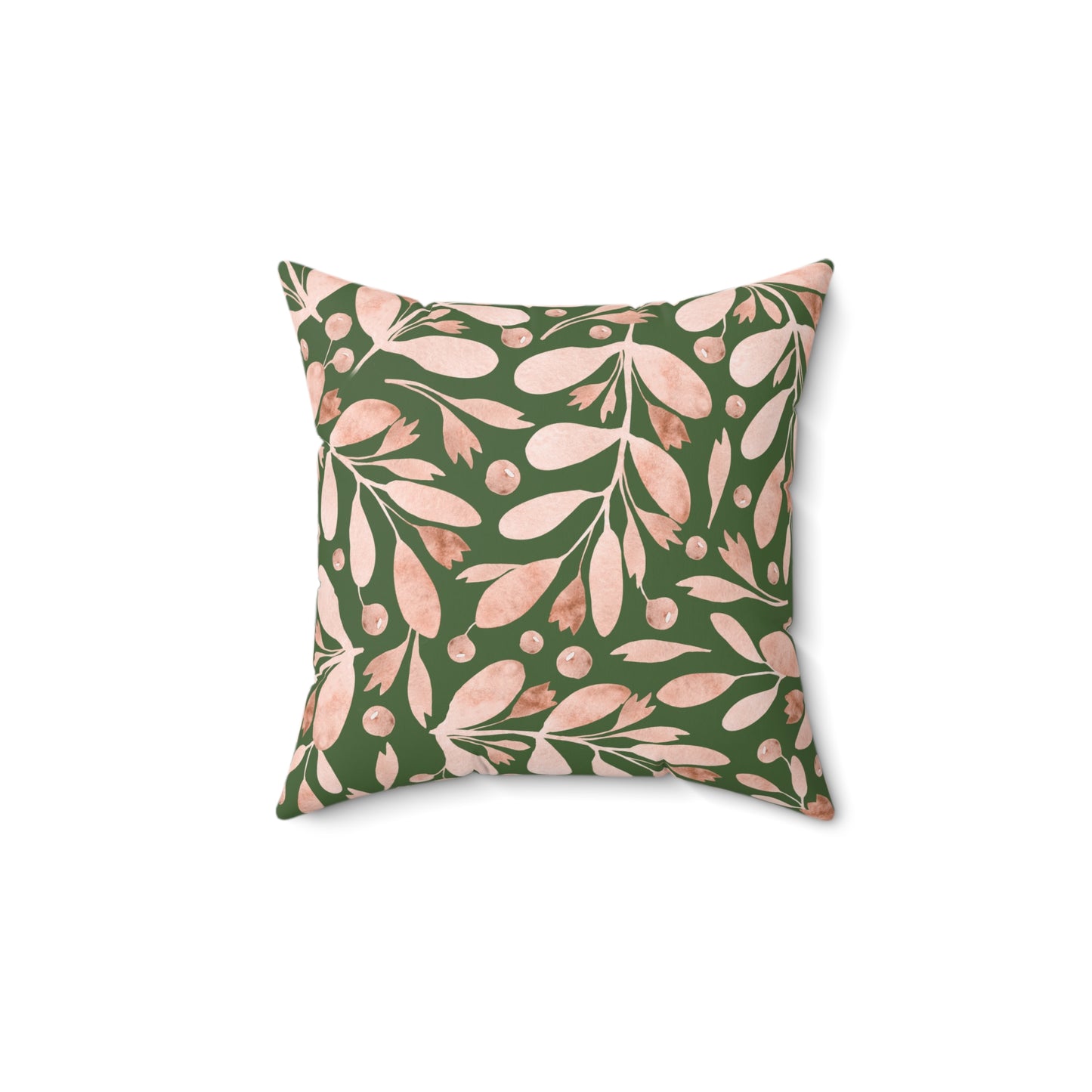 Orchid Embrace Throw Pillow – Soft Pink Blossoms & Foliage on Muted Green Botanical Square Pillow, Floral Throw Cushion, Home Decor Pillow, Gift for Her, Cozy Living Room Accent