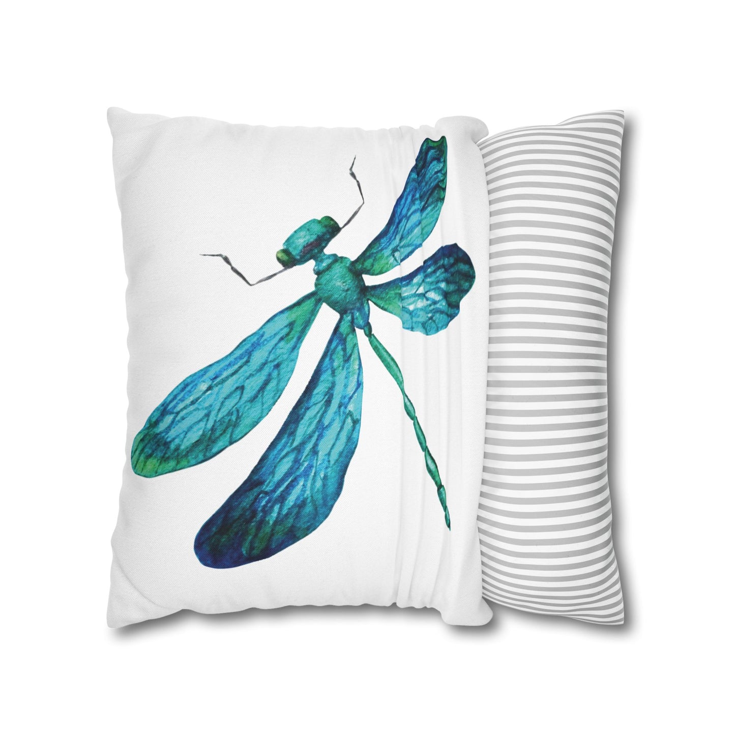 Turquoise and Blue Dragonfly Print Pillowcase, Decorative Cushion Cover, Home Decor, Gift for Nature Lovers, Boho Style, Cozy Living Room Accent