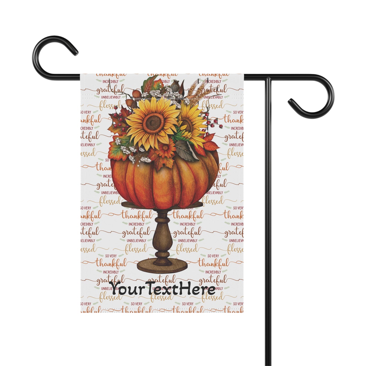 House Banner, Elegant Fall Pumpkin Display, Personalized Garden Flag, Autumn Home Decor, Thanksgiving Outdoor Sign