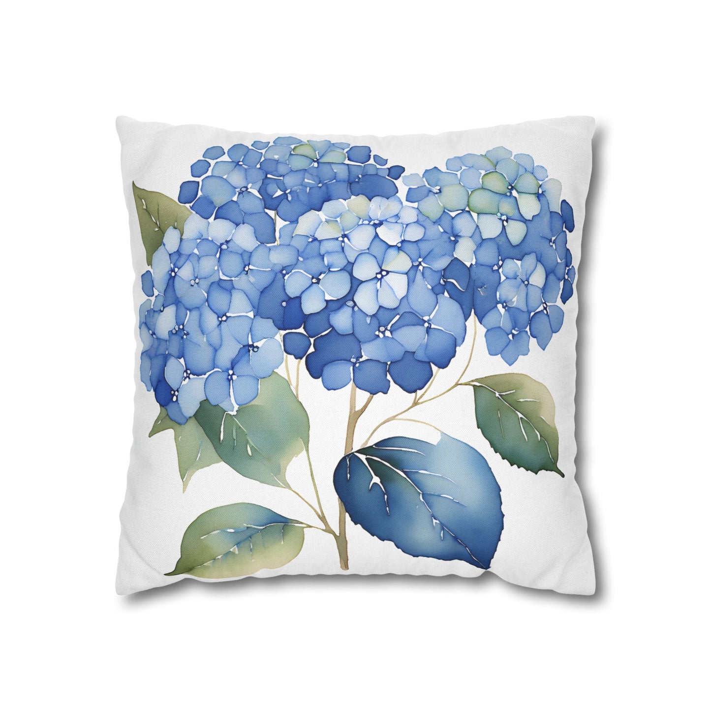 Blue Floral Hydrangea Square Pillowcase - Cozy Home Decor