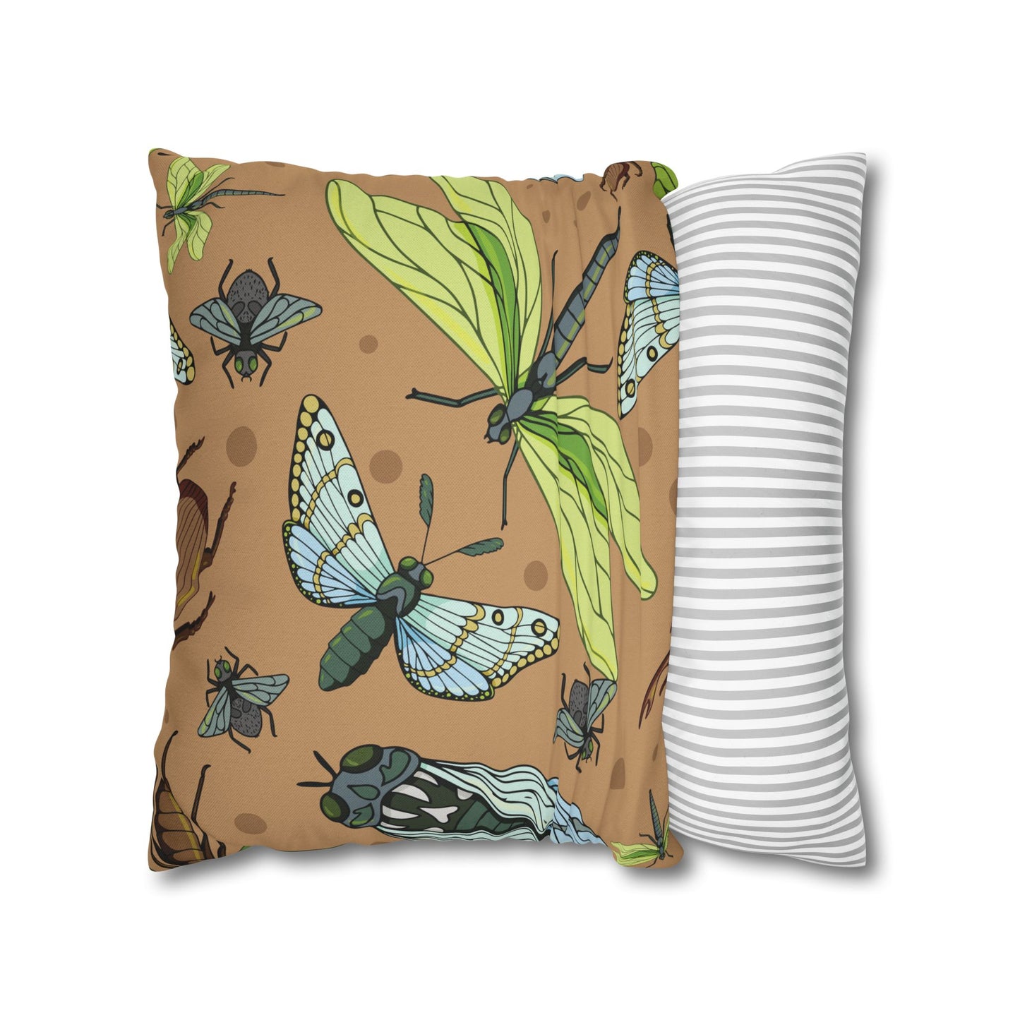 Nature-Inspired Dragonfly and Friends in Earthy Colors Decorative Pillowcase