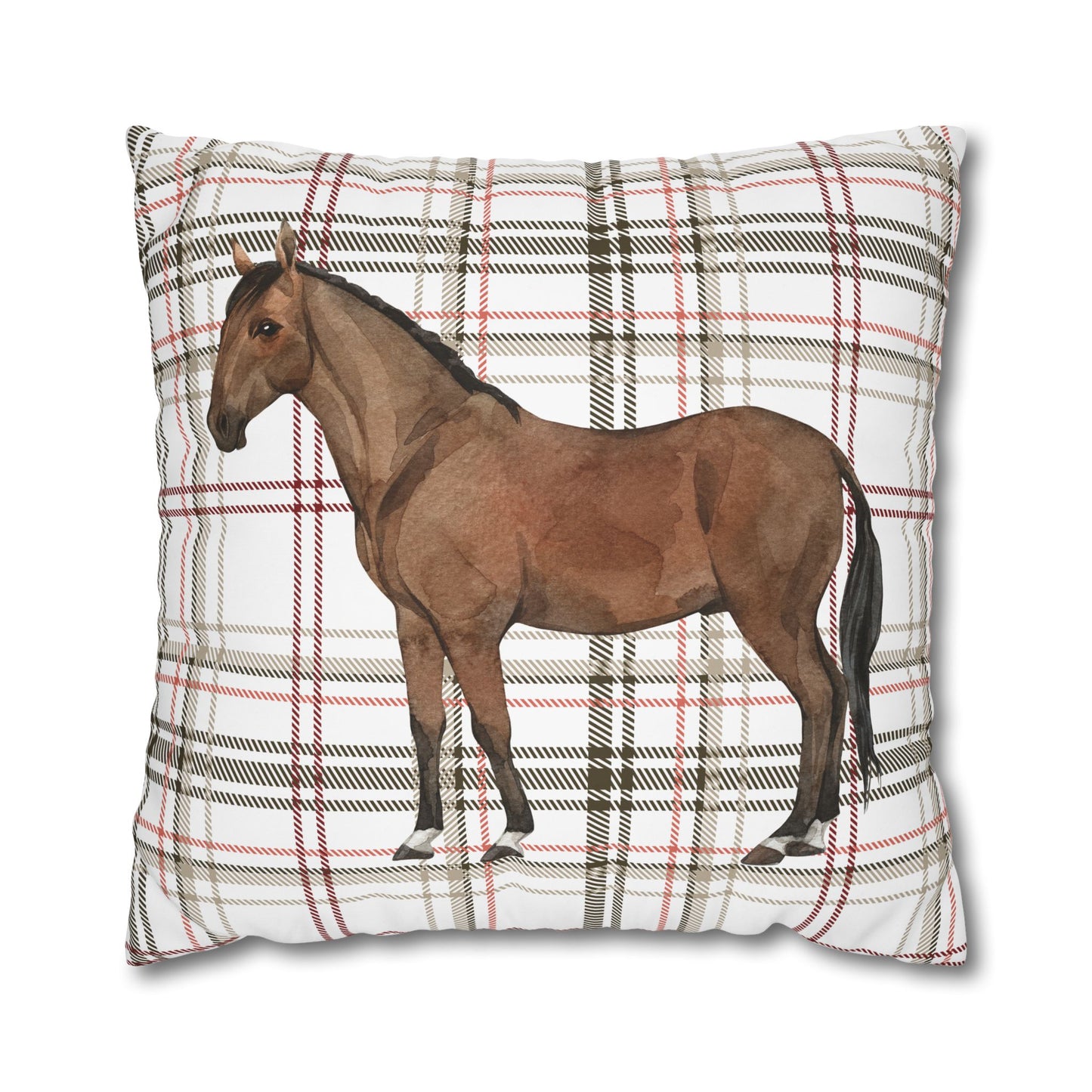 Horse-Themed Square Poly Canvas Pillowcase, Rustic Farmhouse Decor, Gift for Horse Lovers, Equestrian Home Accent, Cozy Throw Pillow