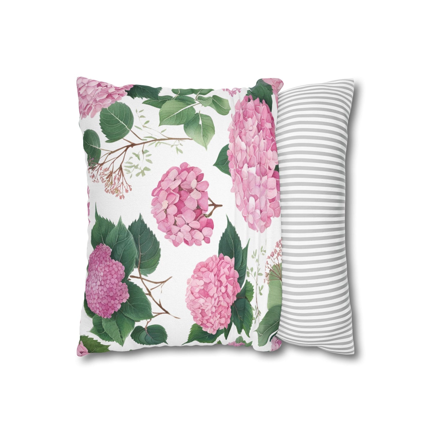 Blushing Hydrangeas – Pink Floral Square Pillowcase