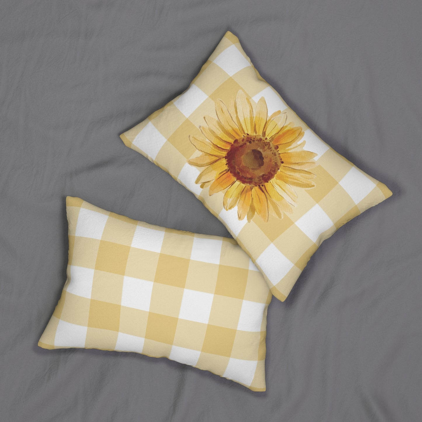 Lumbar Pillow - Sunflower Check Boho Chic Home Decor
