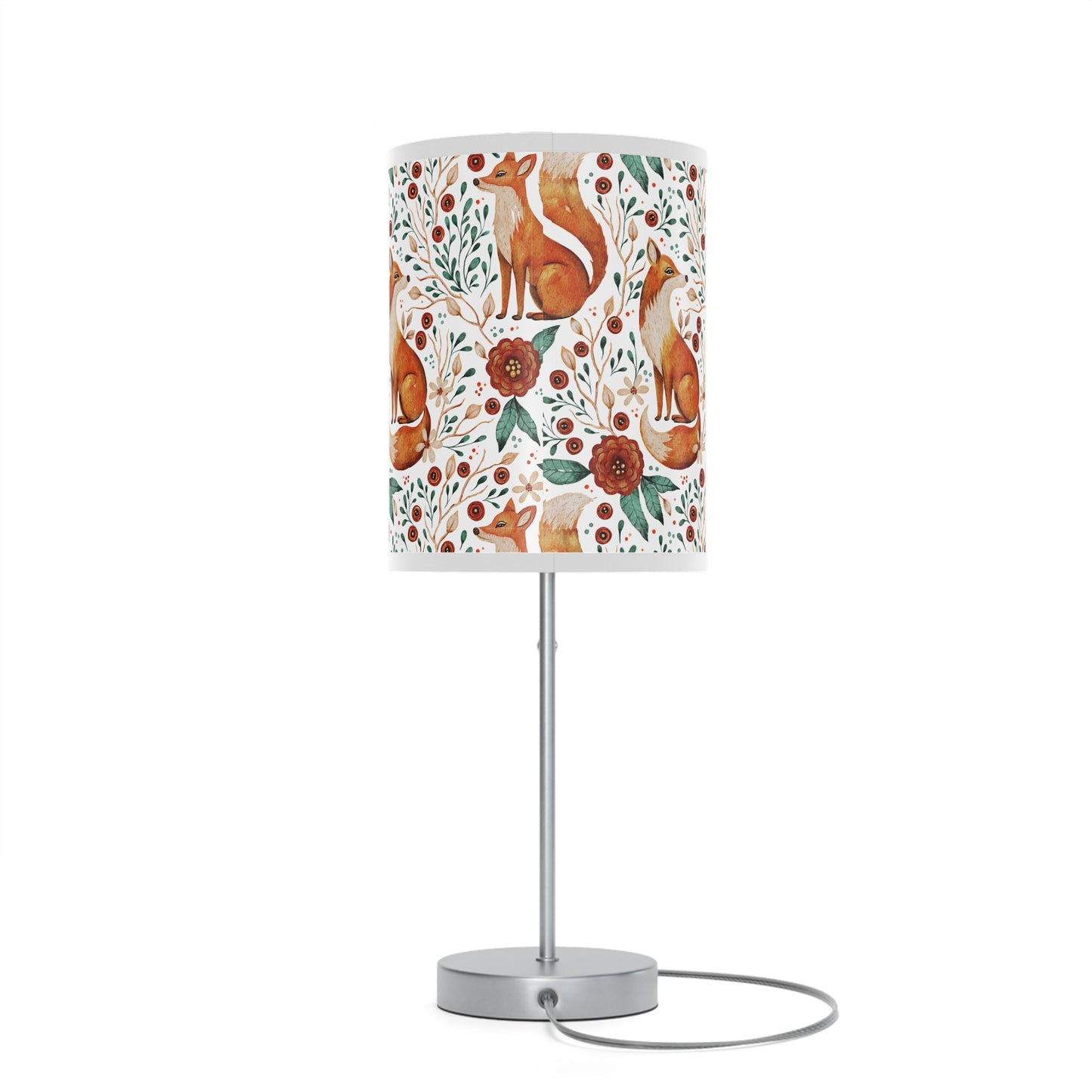 Whimsical Fox Floral Table Lamp - Stylish Decorative Lighting for Cozy Spaces - White