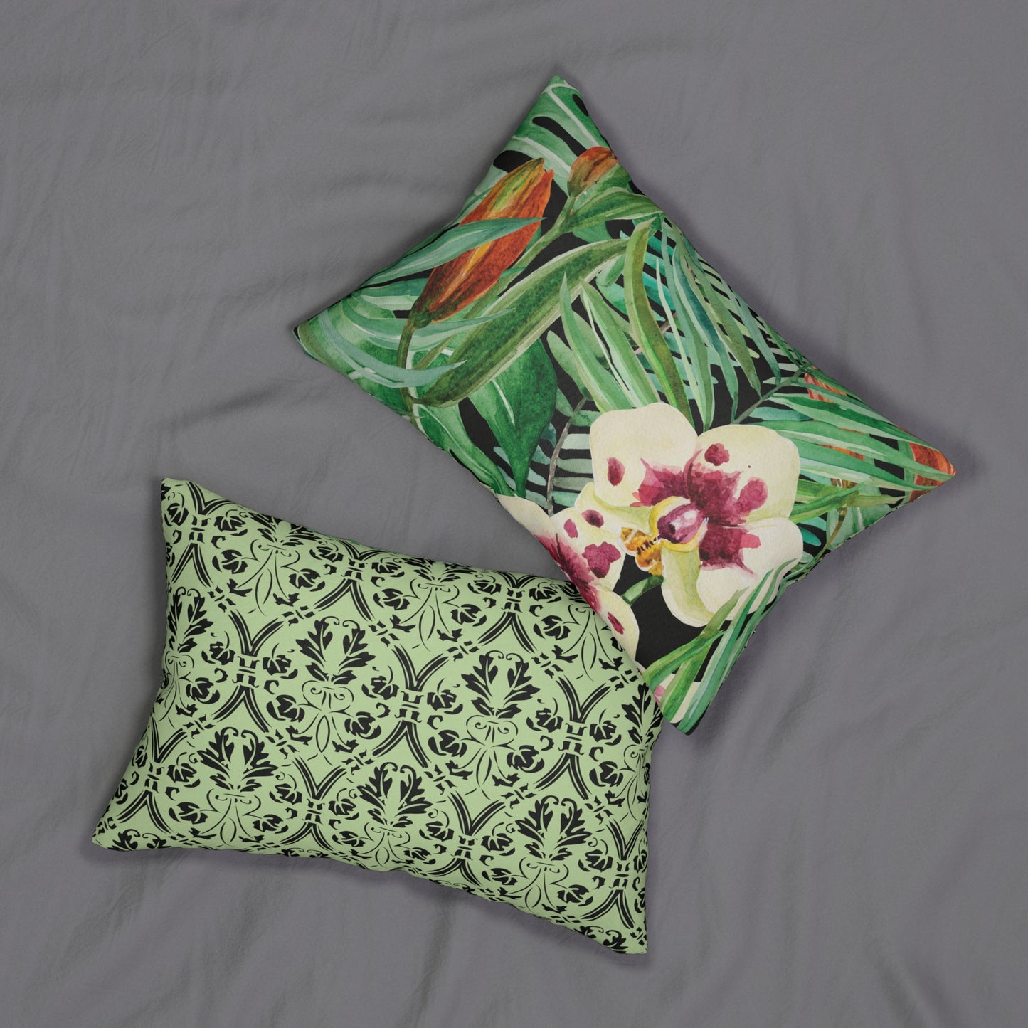 Tropical Exotic Orchid Floral Lumbar Pillow, Botanical Decorative Cushion, Nature-Inspired Home Decor, Gift for Plant Lovers, Cozy Living Room Accent