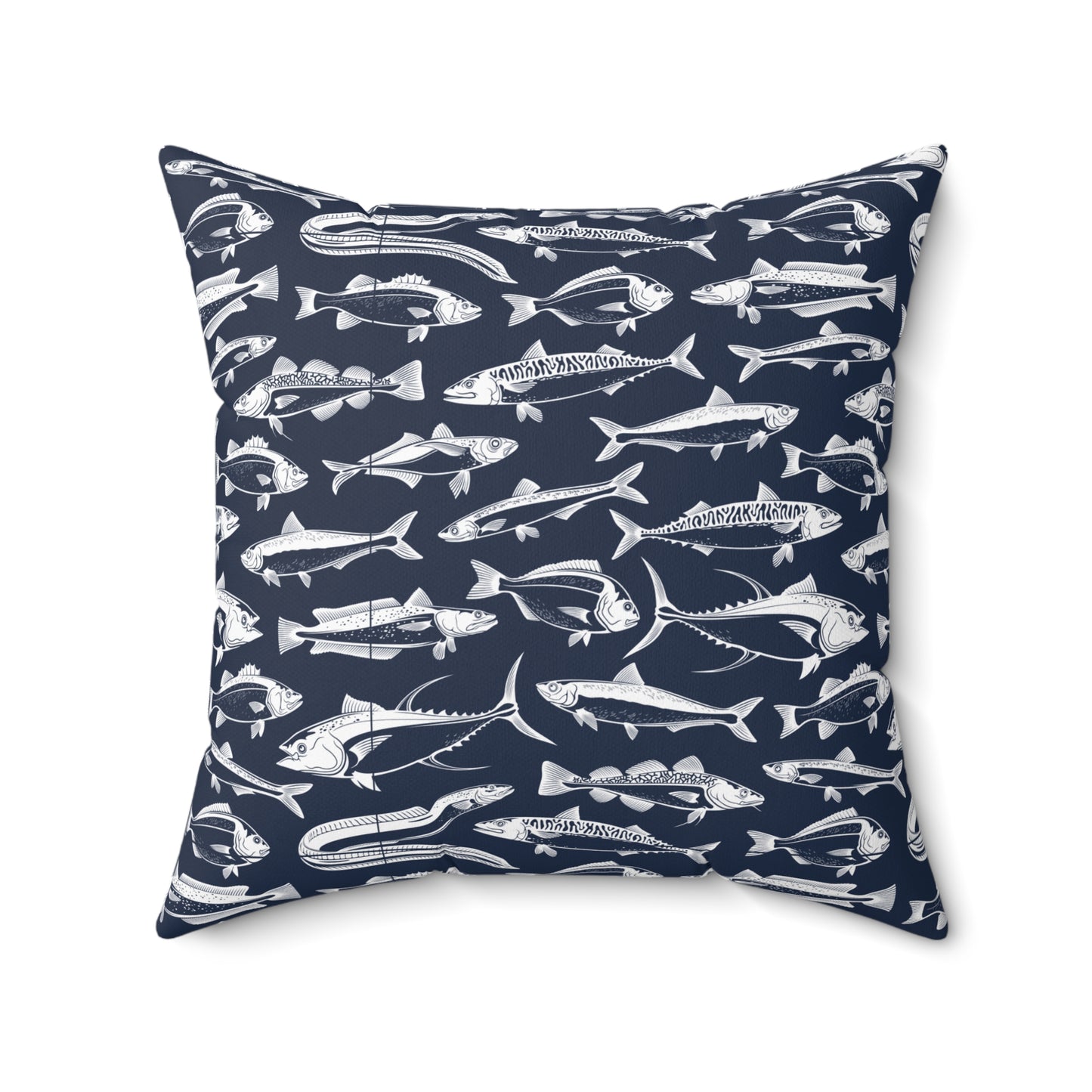 Nautical Cross Design & Fish Pattern on Back Side - Beach Lover Decorative Cushion