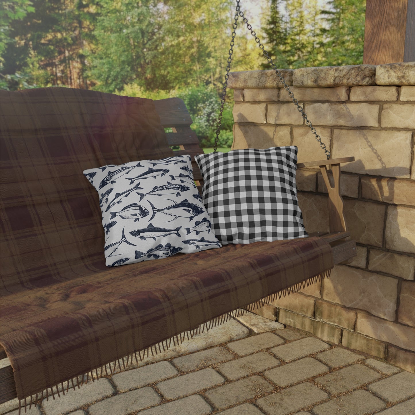 Outdoor Pillow - Nautical Fish Stylish Patio Cushion for Summer BBQs and Beach Parties
