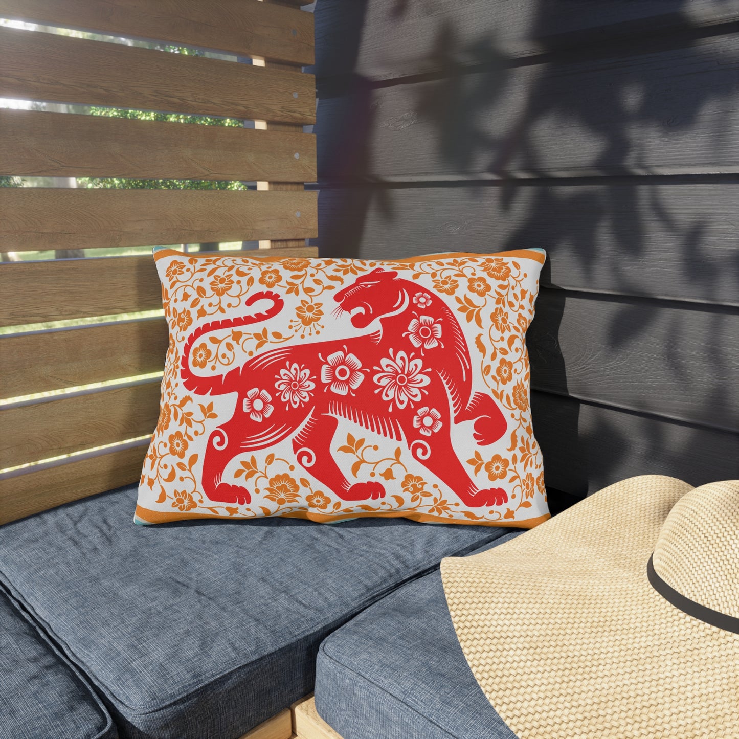 Outdoor Pillows - Vibrant Tribal Tiger Design