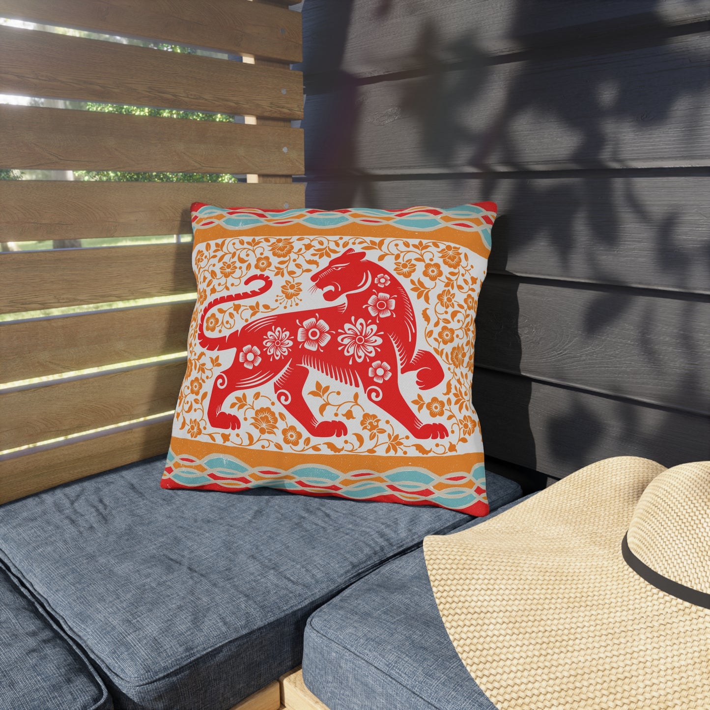 Outdoor Pillows - Vibrant Tribal Tiger Design