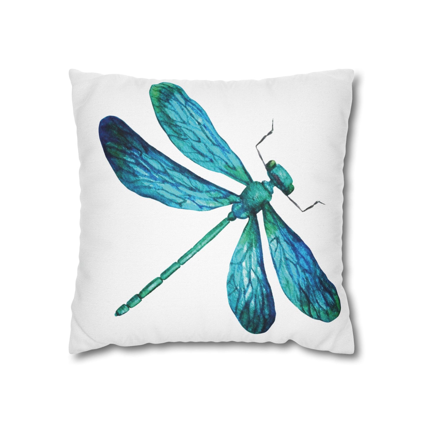 Turquoise and Blue Dragonfly Print Pillowcase, Decorative Cushion Cover, Home Decor, Gift for Nature Lovers, Boho Style, Cozy Living Room Accent