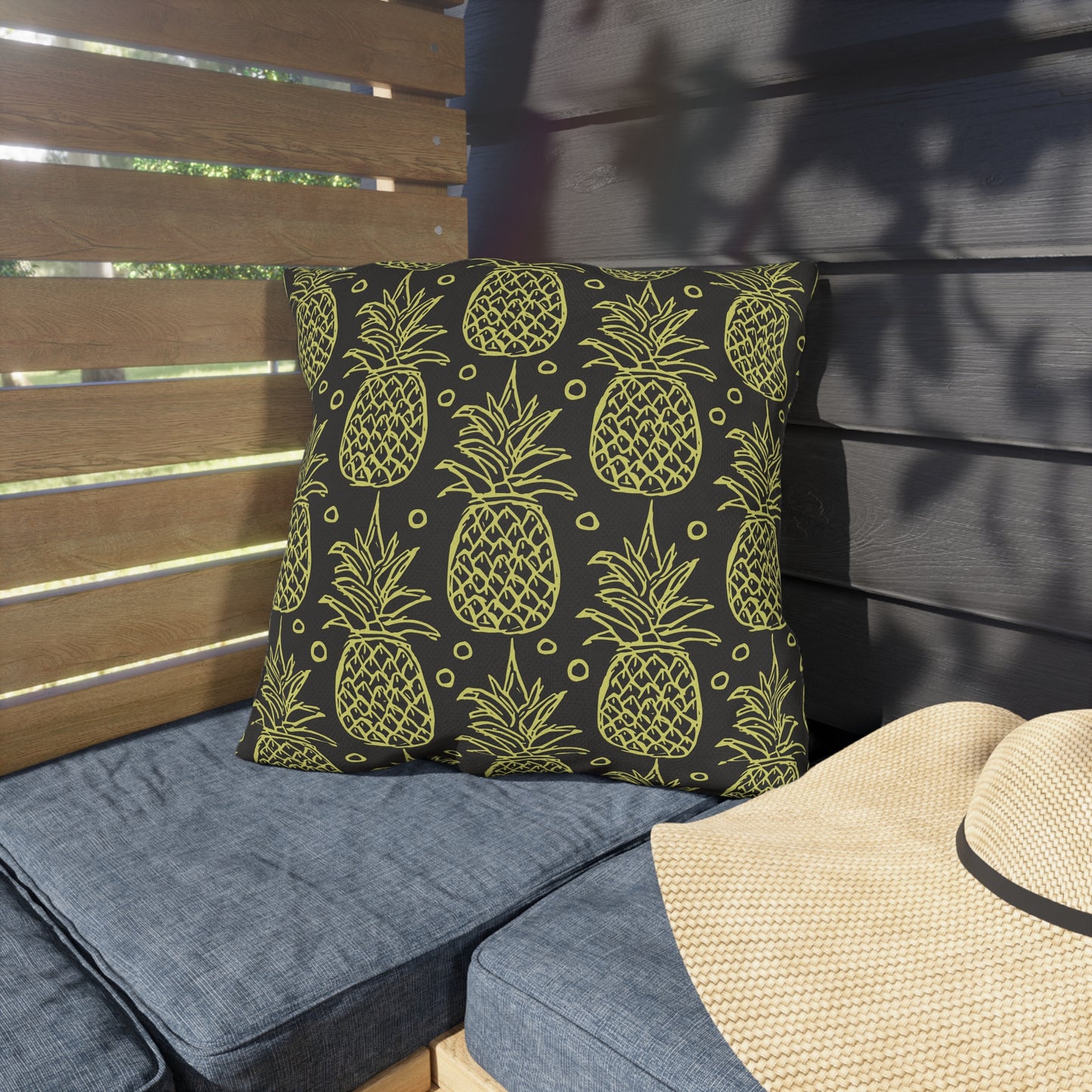 Outdoor Pillow - Tropical Welcome Pineapple Bright Yellow Summer Decor Design