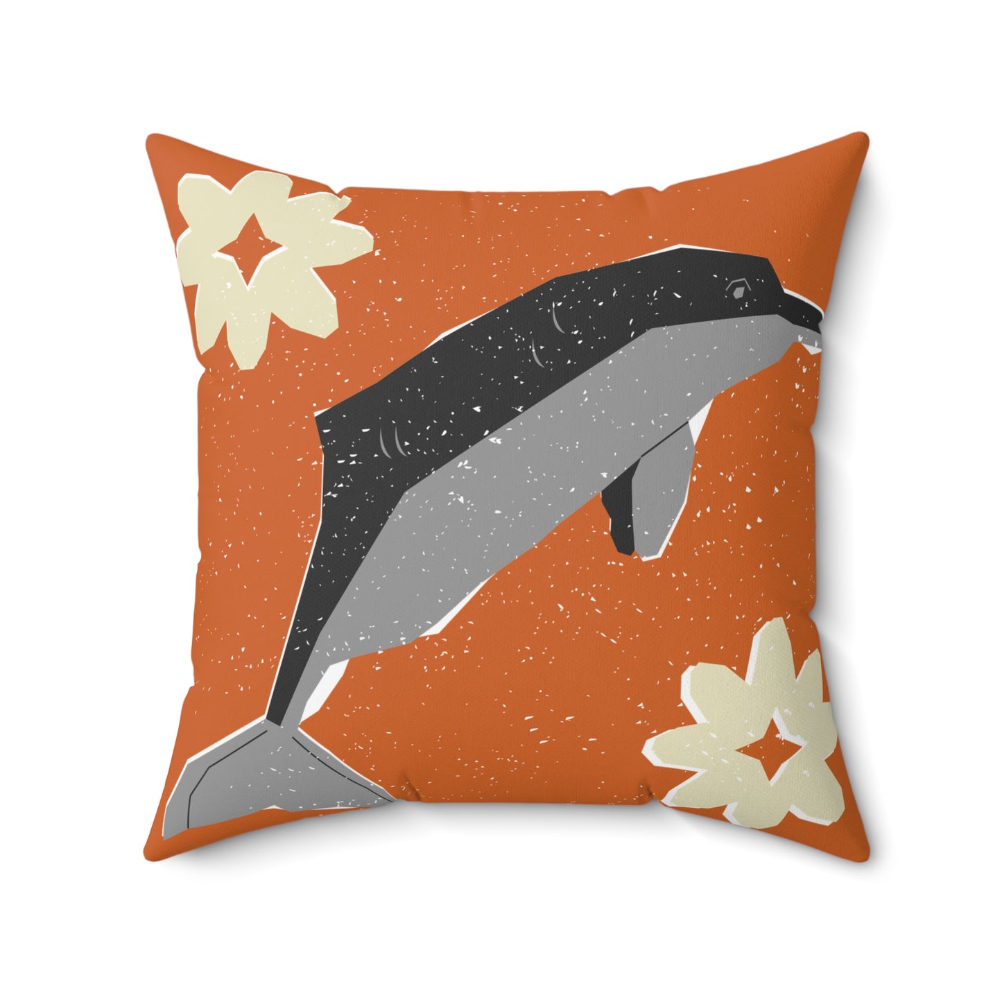 Mary Lillian Sunset Dolphin Throw Pillow – Retro Coastal Bloom
