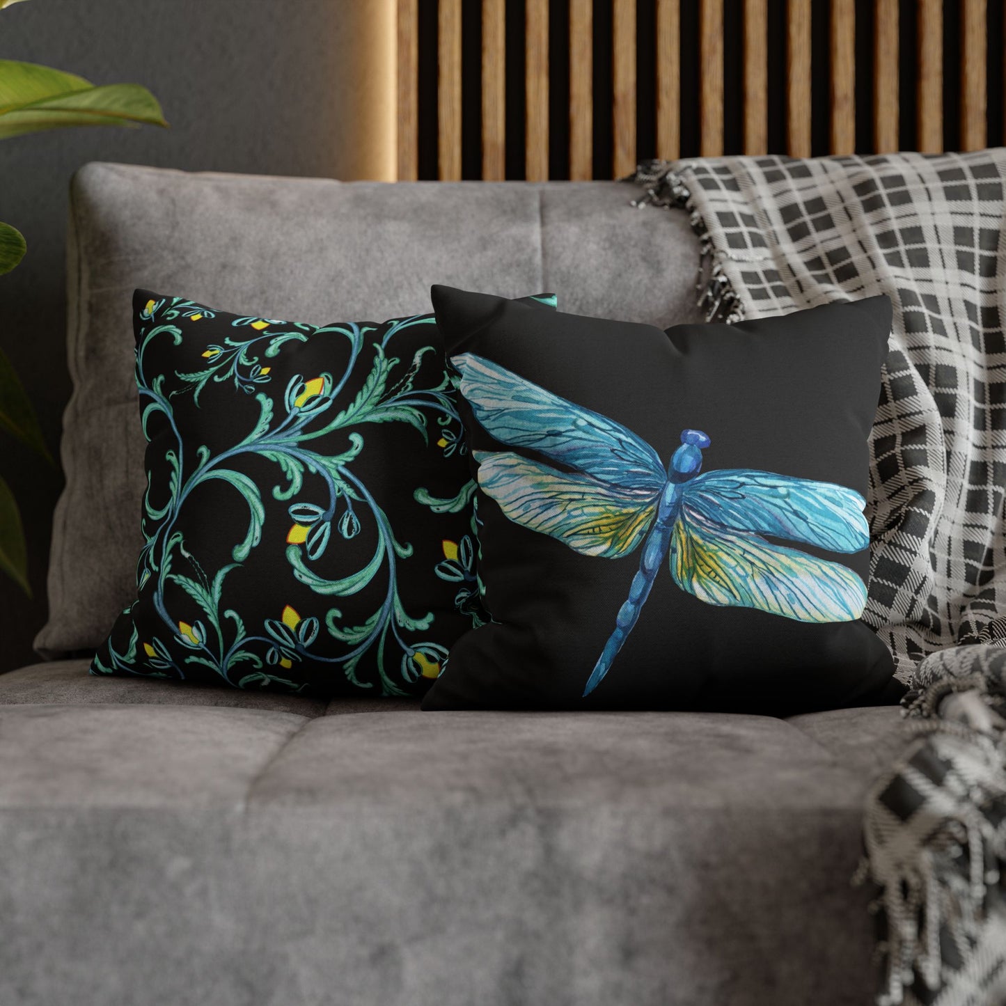 Midnight Sky and Turquoise Dragonfly Decorative Pillowcase, Home Decor, Living Room Accent, Gift for Nature Lovers, Bird Lovers, Boho Home