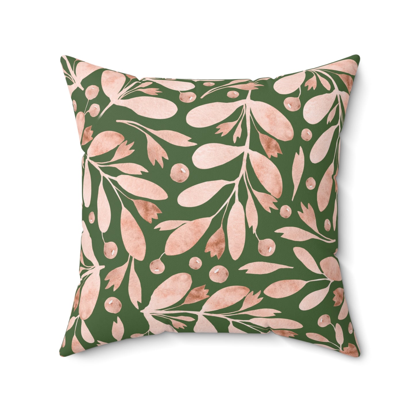 Orchid Embrace Throw Pillow – Soft Pink Blossoms & Foliage on Muted Green Botanical Square Pillow, Floral Throw Cushion, Home Decor Pillow, Gift for Her, Cozy Living Room Accent