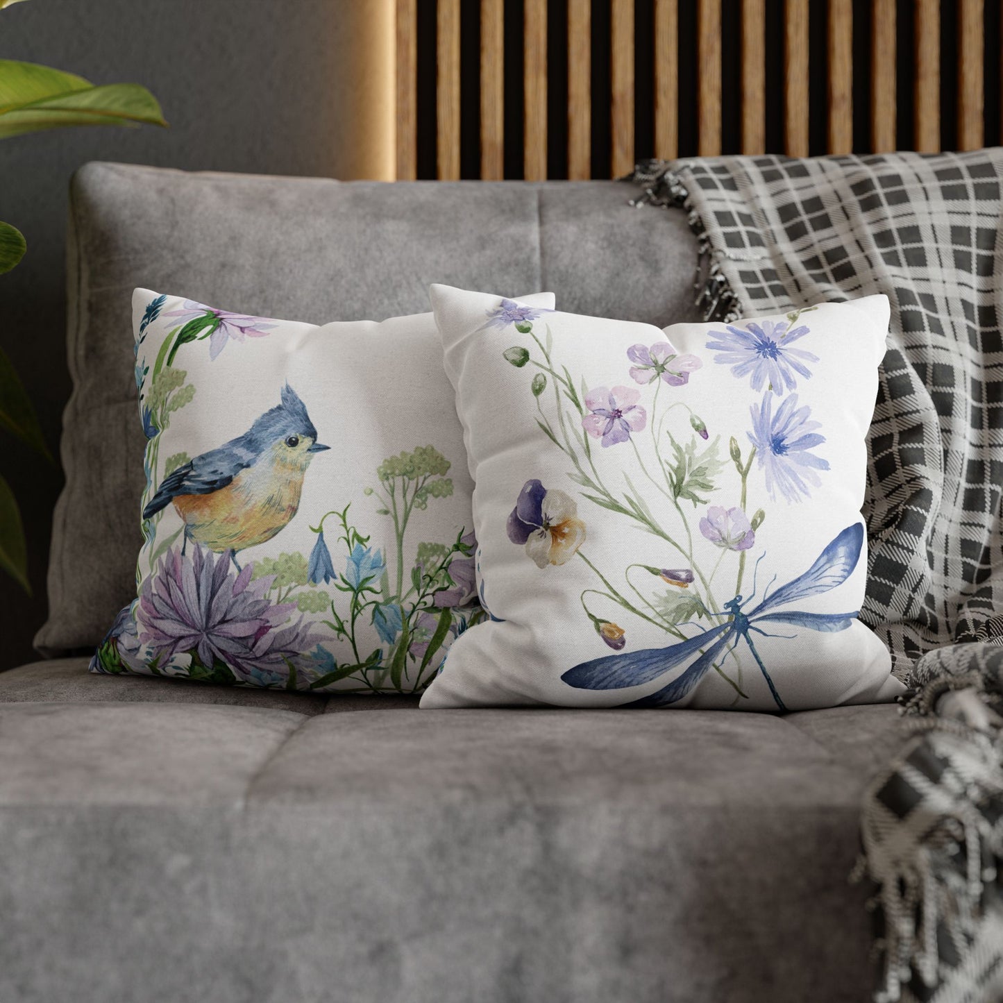 Floral Dragonfly Decorative Pillowcase | Home Décor, Gifts for Her, Couch Cushion Cover, Spring/Summer Accent, Nature Lover's Gift