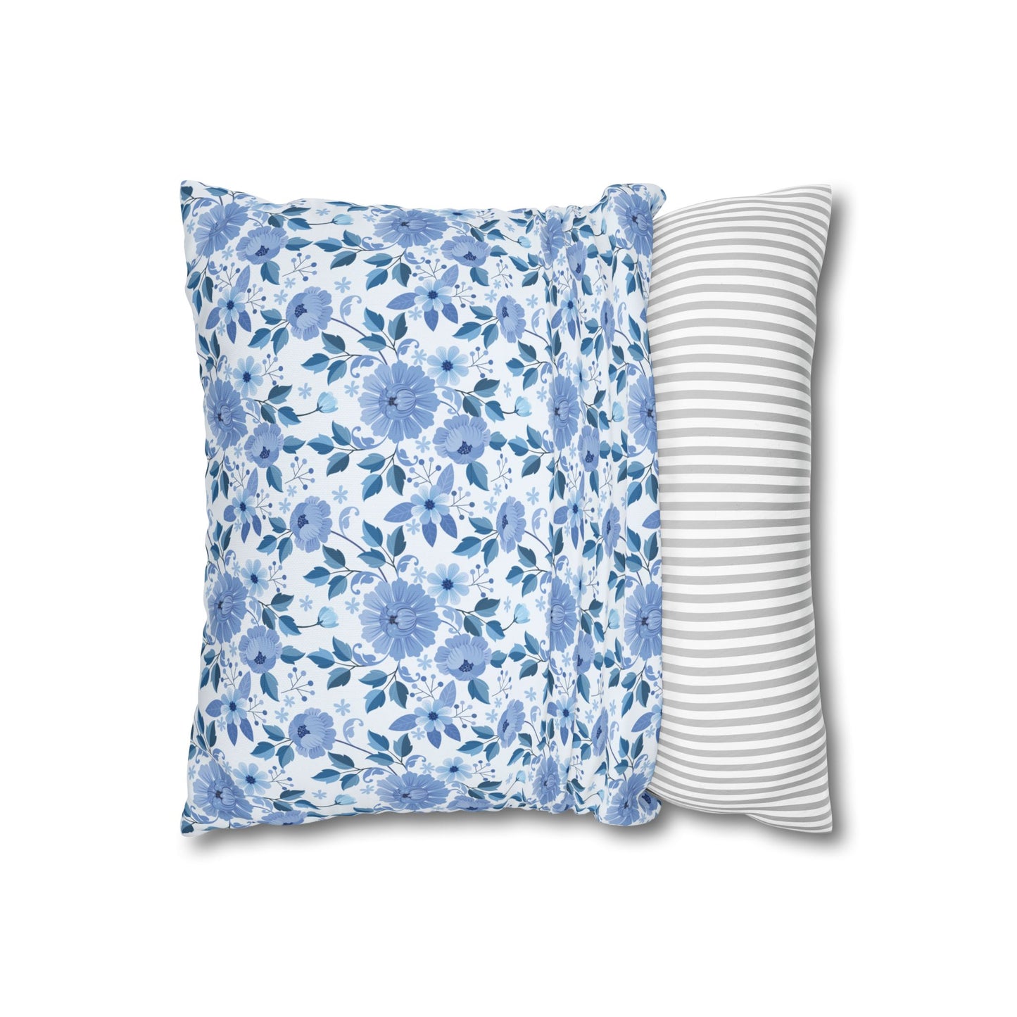 Floral Print Throw Pillowcase, Cozy Home Decor, Gift for Her, Accent Cushions, Living Room Comfort, Wedding Gift, Blue Flower Cushion