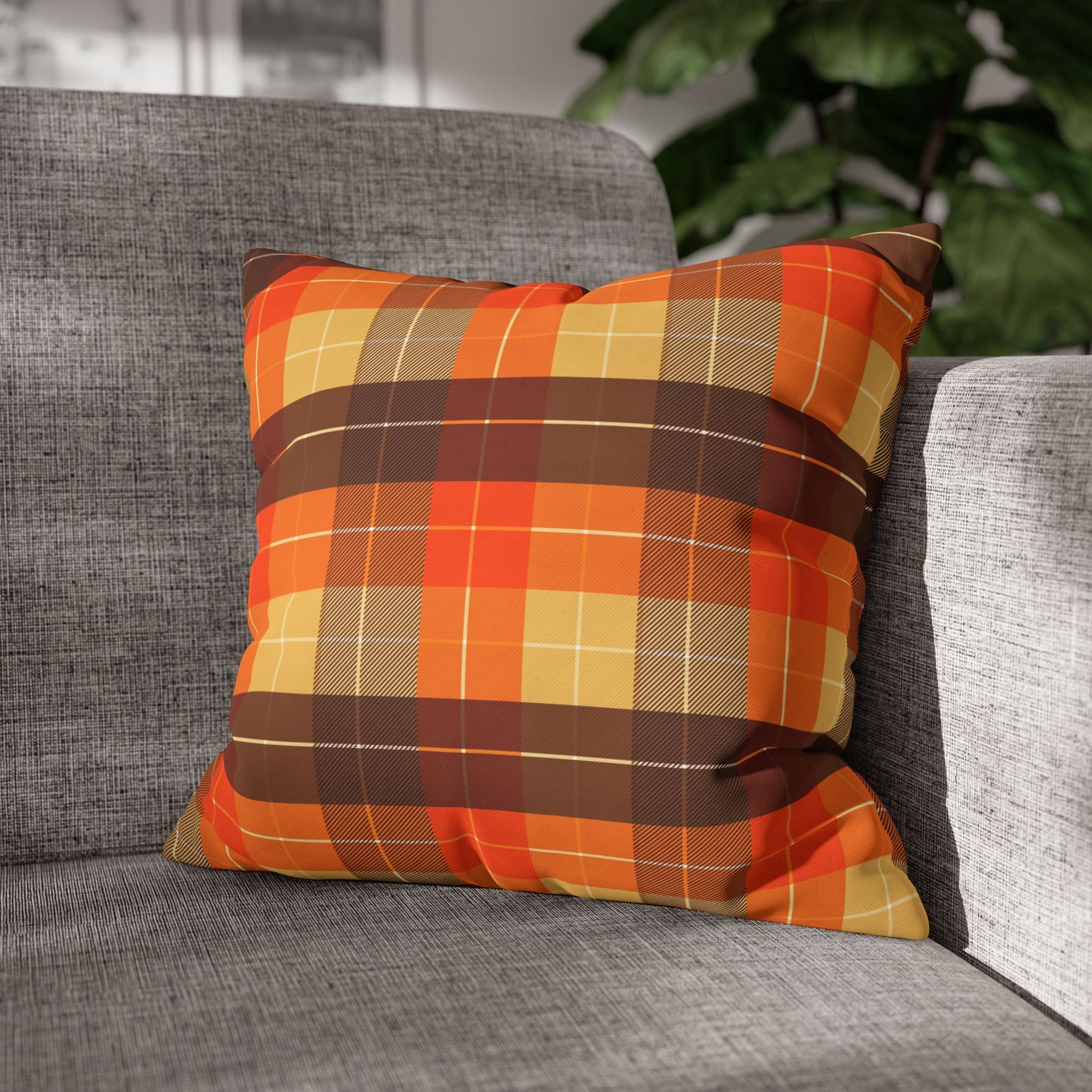 Autumn Plaid Pillowcase, Cozy Home Decor, Seasonal Accent, Thanksgiving Decoration, Comfortable Throw Pillow, Fall Vibes