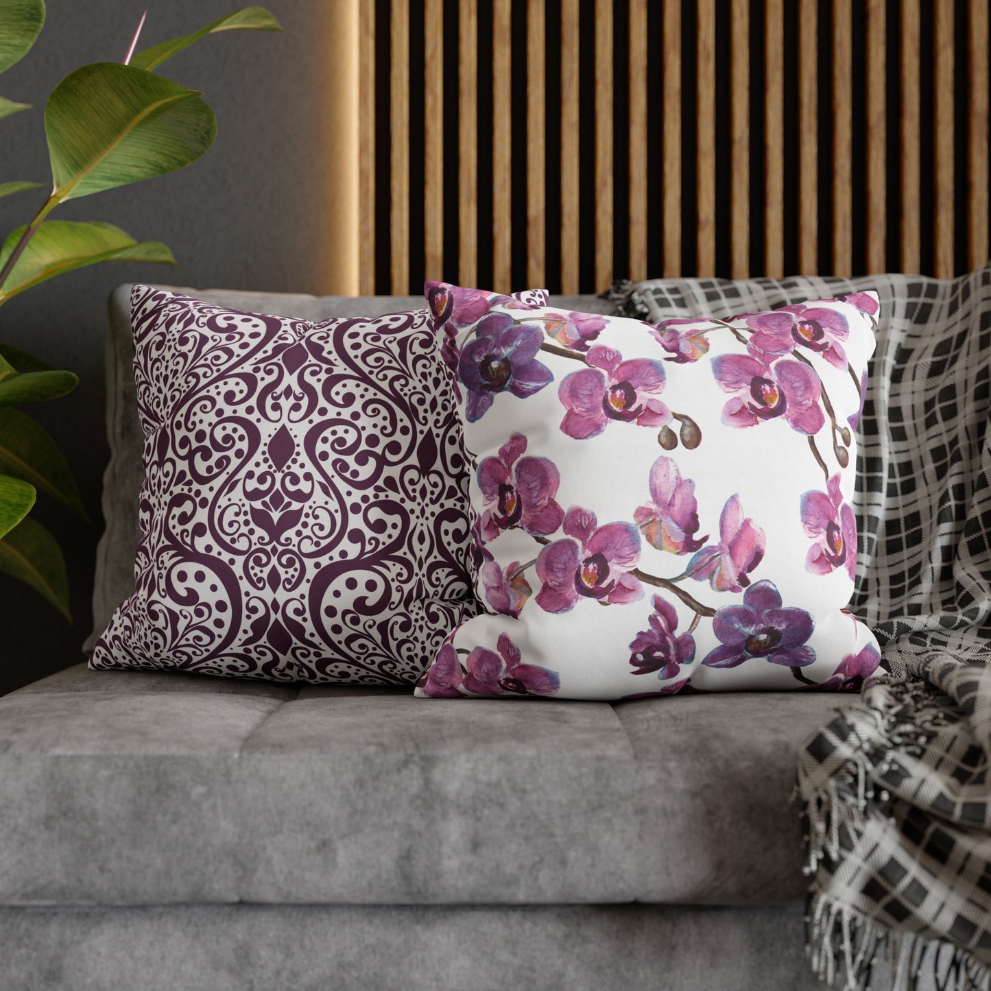 Floral Poly Canvas Pillowcase, Home Decor, Throw Pillow, Wedding Gift, Bedroom Accents, Floral Design Pillow