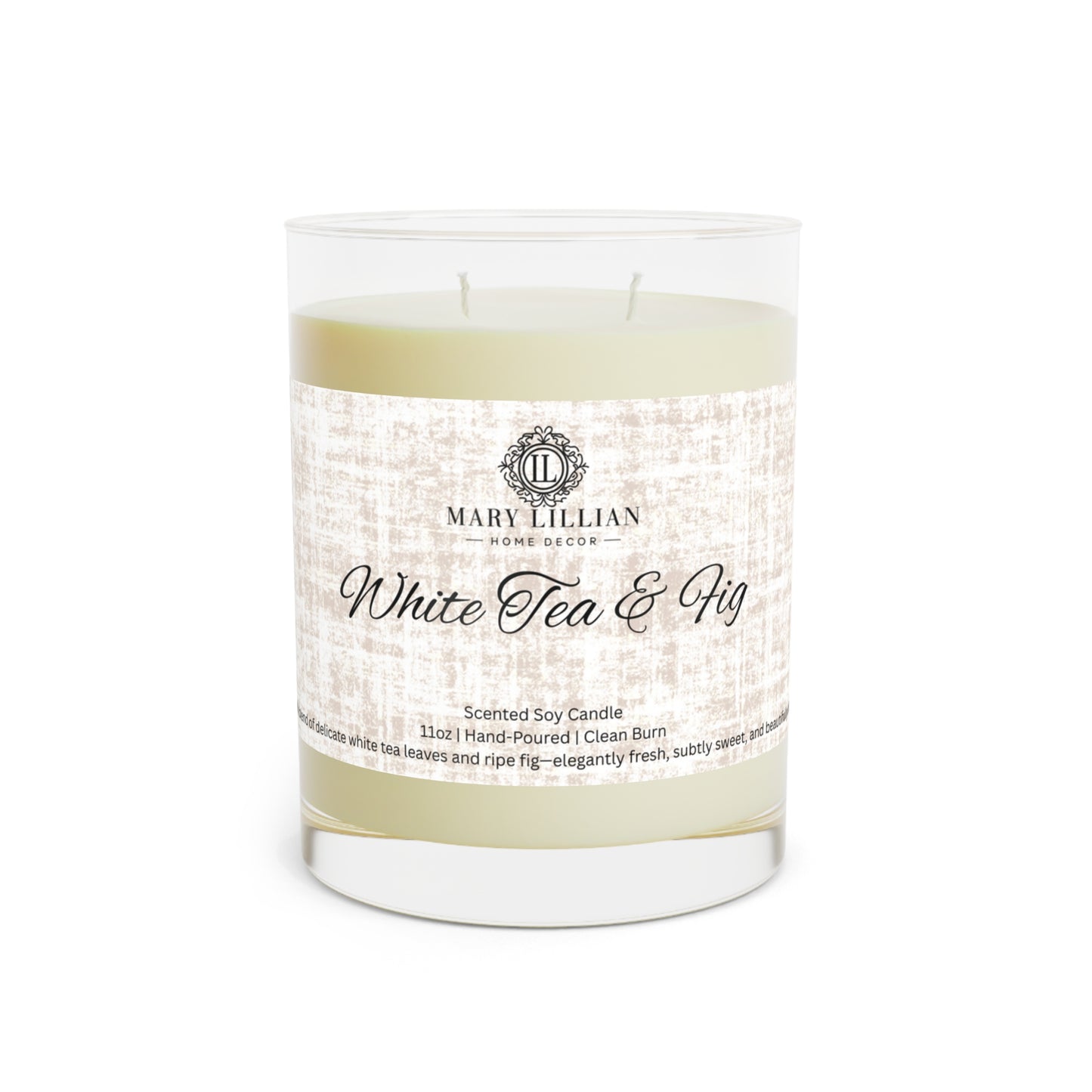 White Tea & Fig, 11oz Hand-Poured Soy Candle - Scented Candle