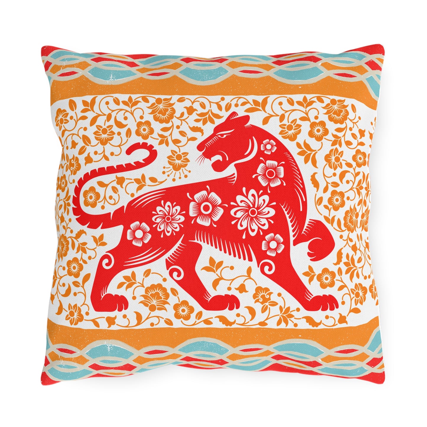 Outdoor Pillows - Vibrant Tribal Tiger Design