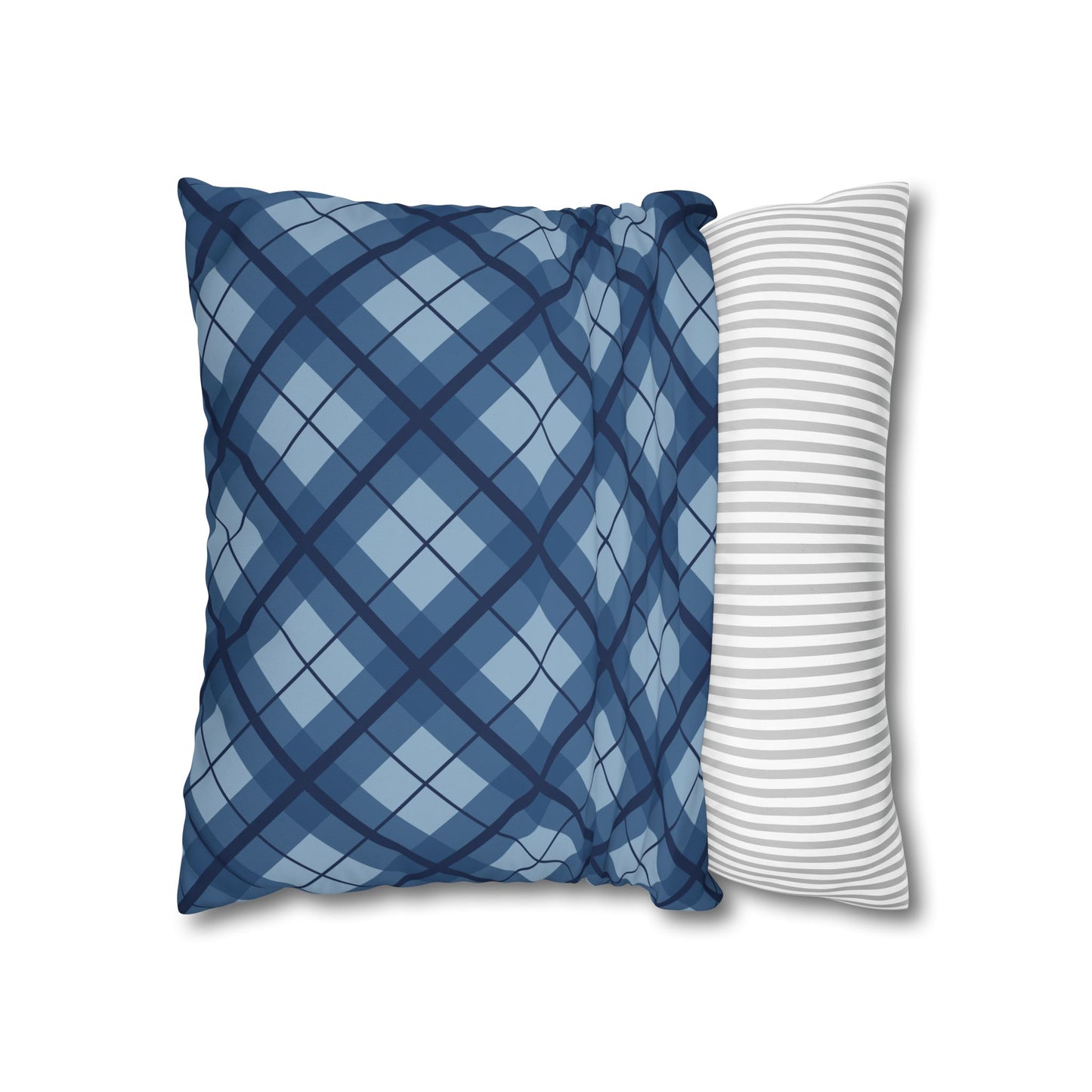 Plaid Poly Canvas Pillowcase, Cozy Home Decor, Throw Pillow, Couch Cushion, Living Room Accent, Nautical Gift, Birthday Decor