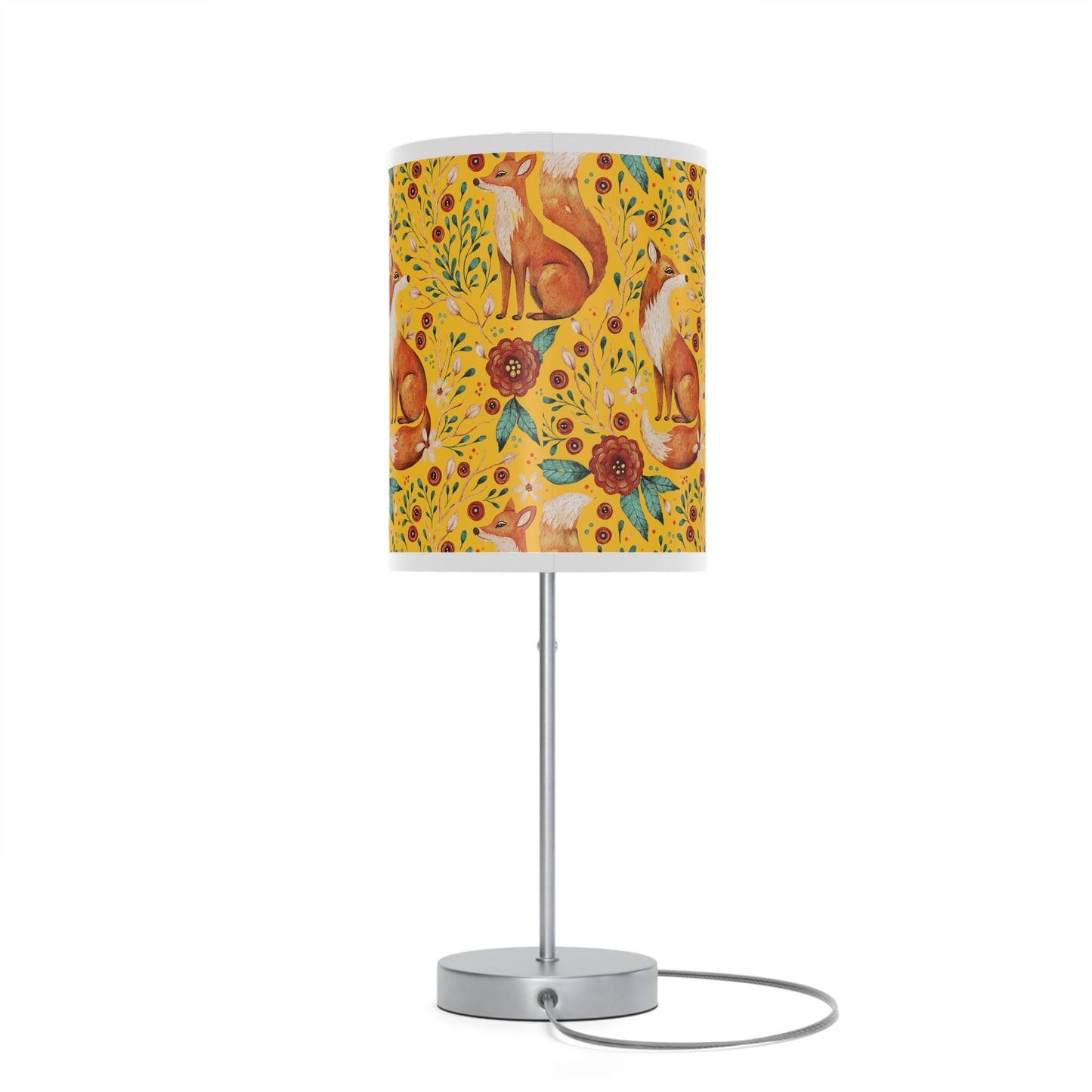 Whimsical Fox Floral Table Lamp - Stylish Decorative Lighting for Cozy Spaces - Yellow