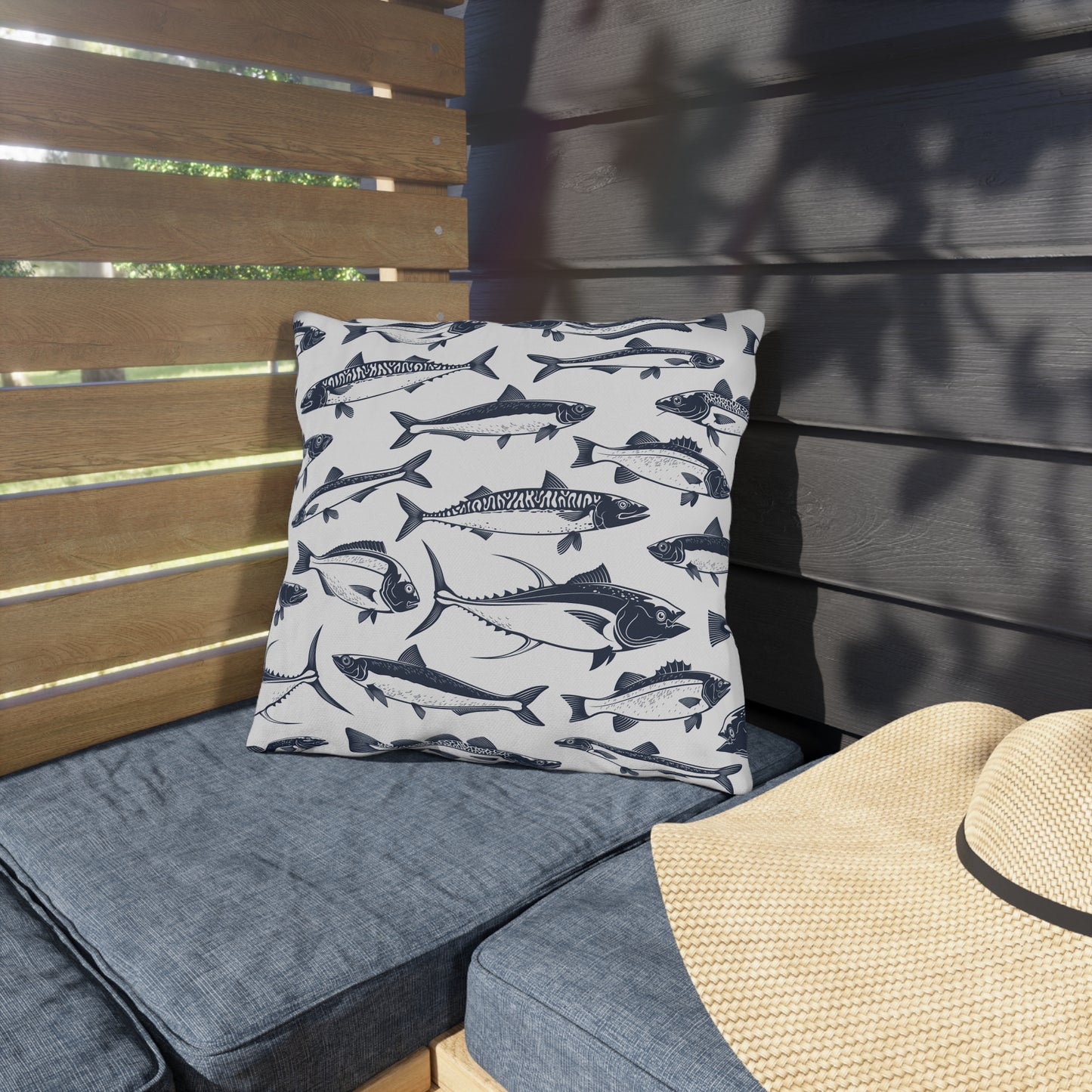 Outdoor Pillow - Nautical Fish Stylish Patio Cushion for Summer BBQs and Beach Parties